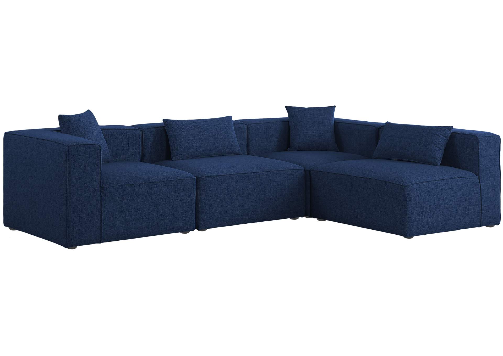 Cube Navy Durable Linen Textured Modular Sectional,Meridian Furniture