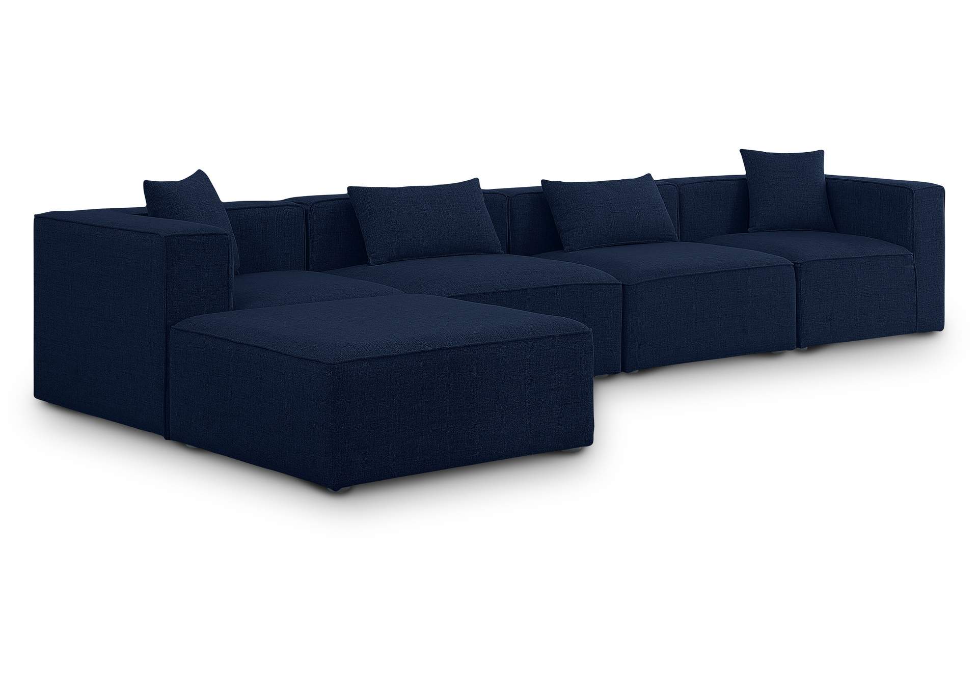 Cube Navy Durable Linen Textured Modular Sectional,Meridian Furniture