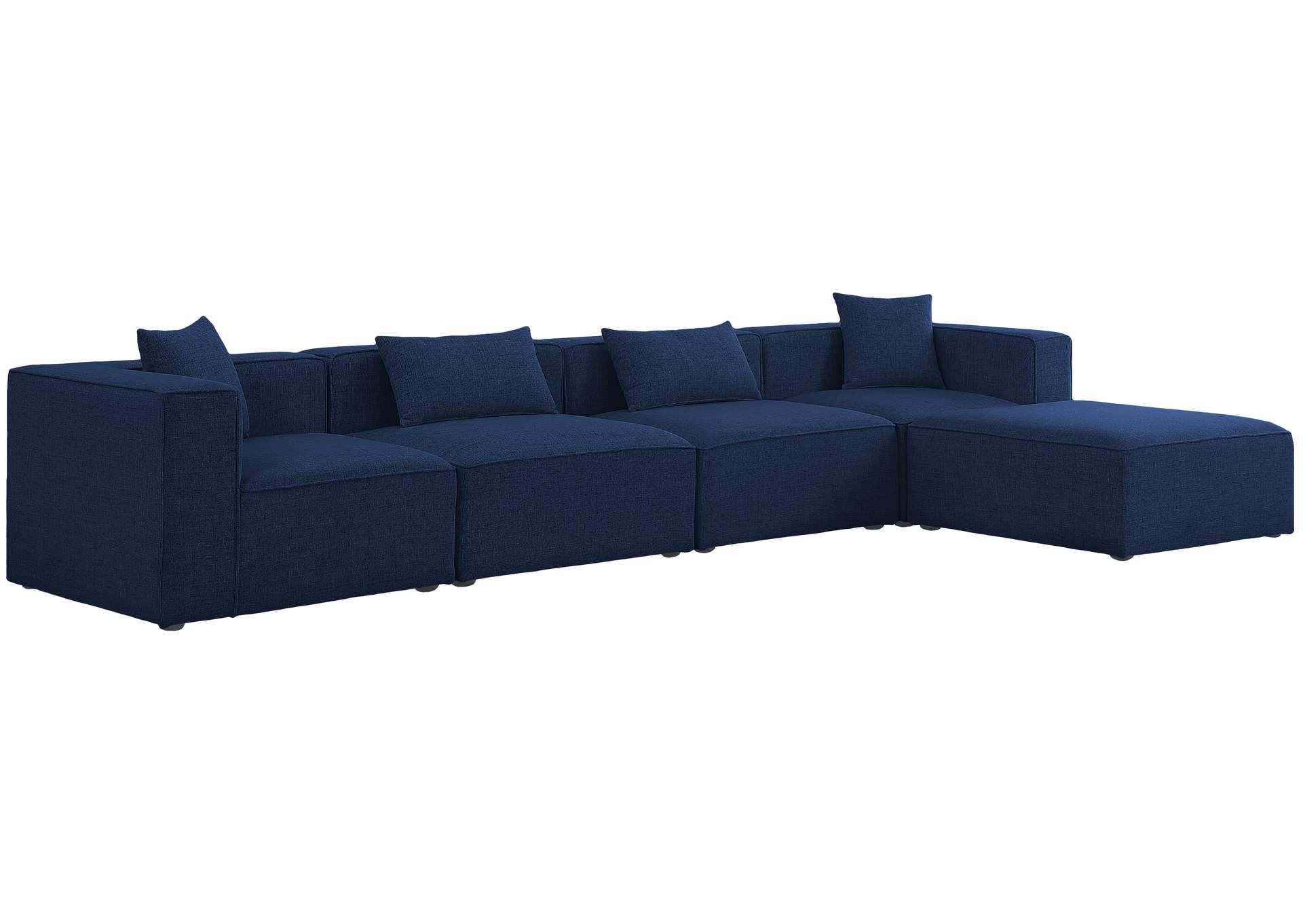 Cube Navy Durable Linen Textured Modular Sectional,Meridian Furniture