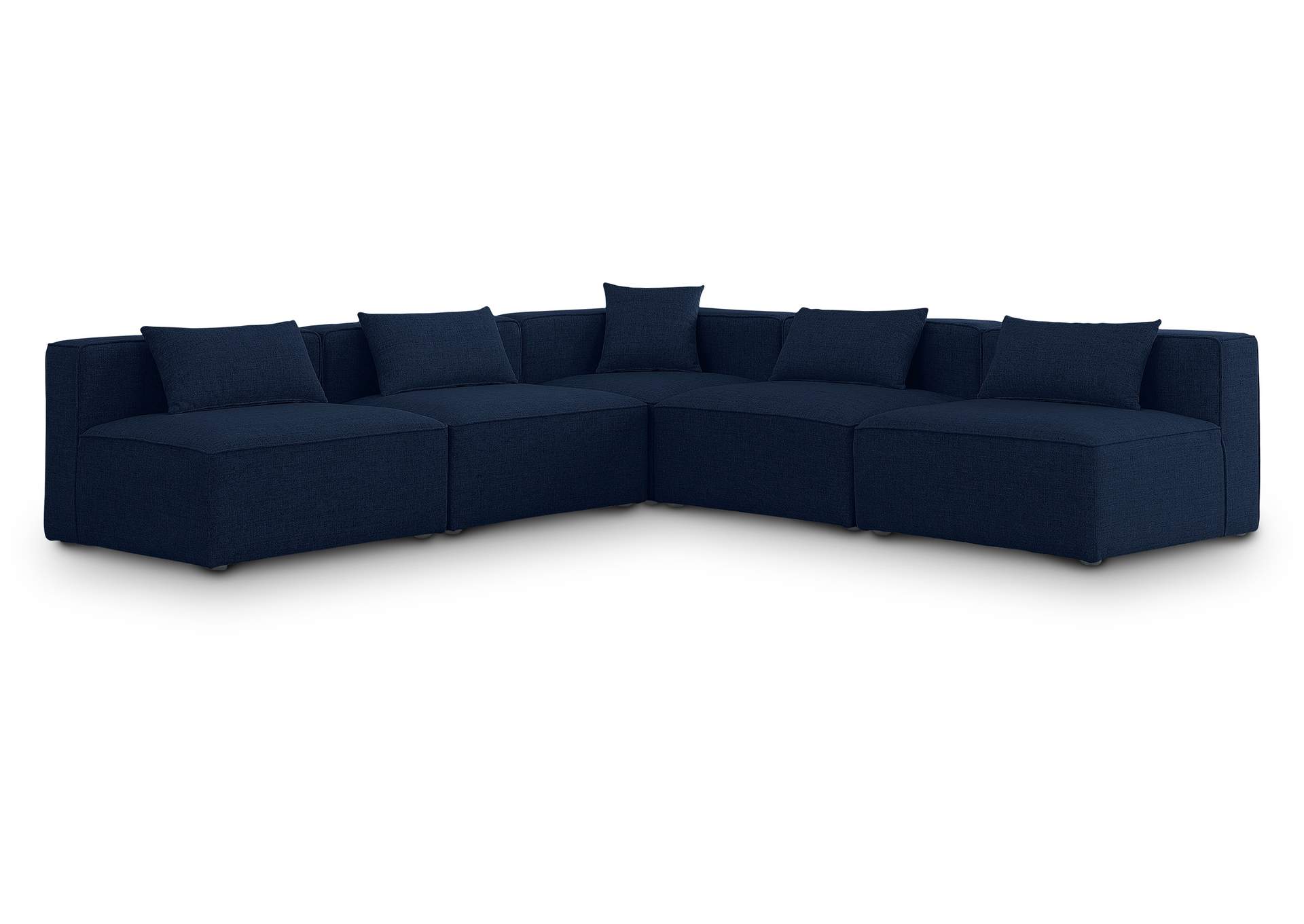 Cube Navy Durable Linen Textured Modular Sectional,Meridian Furniture