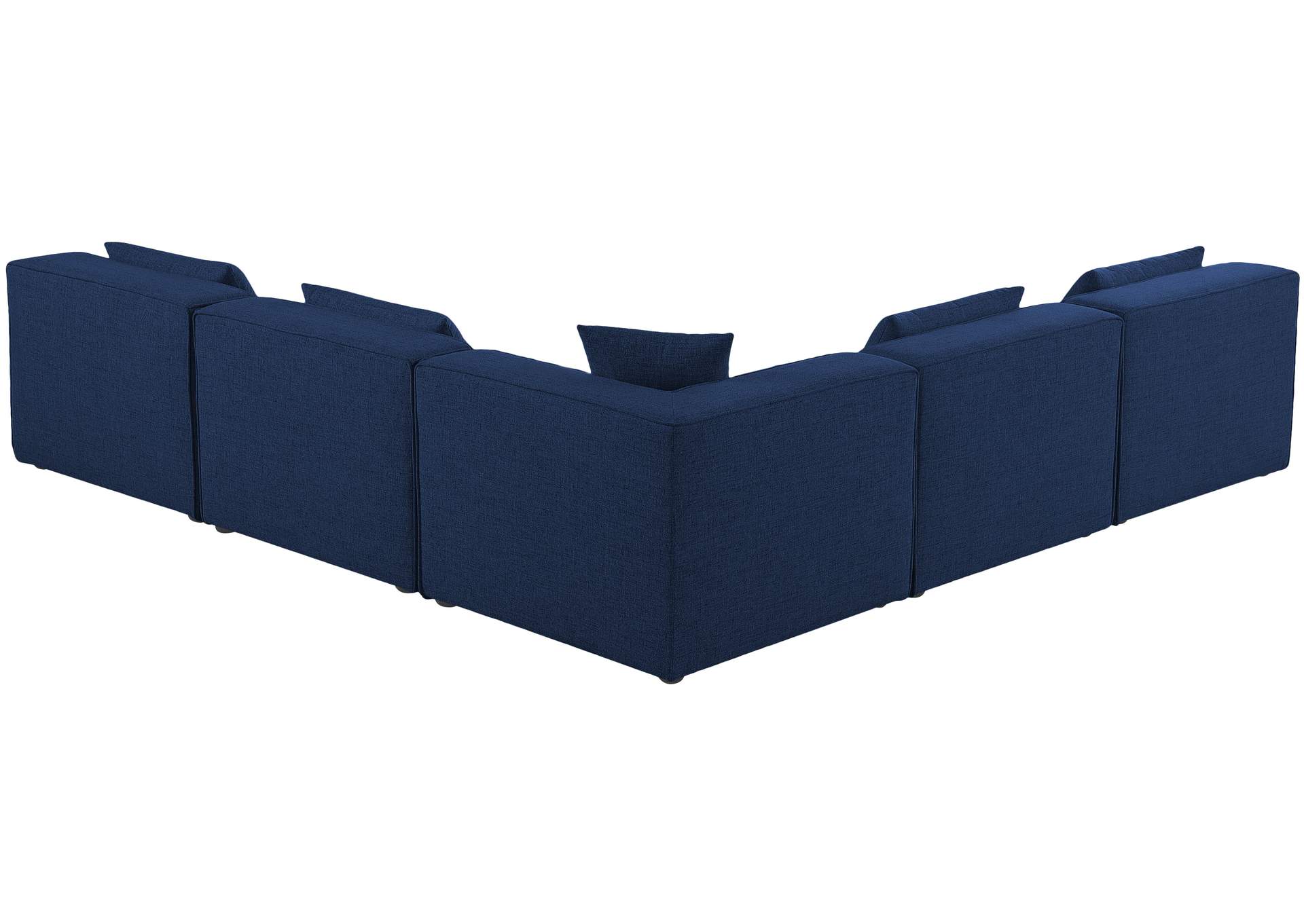 Cube Navy Durable Linen Textured Modular Sectional,Meridian Furniture