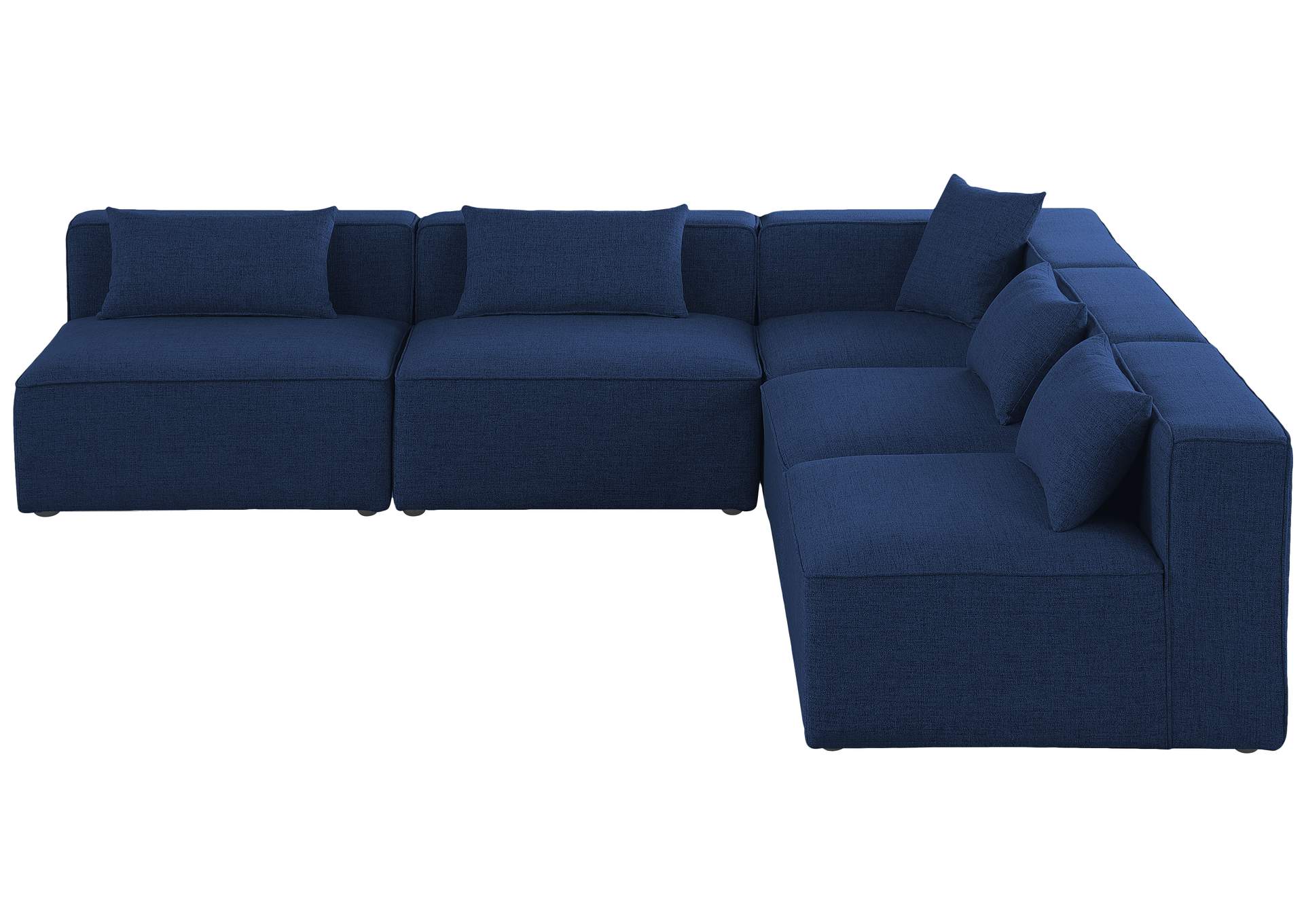 Cube Navy Durable Linen Textured Modular Sectional,Meridian Furniture