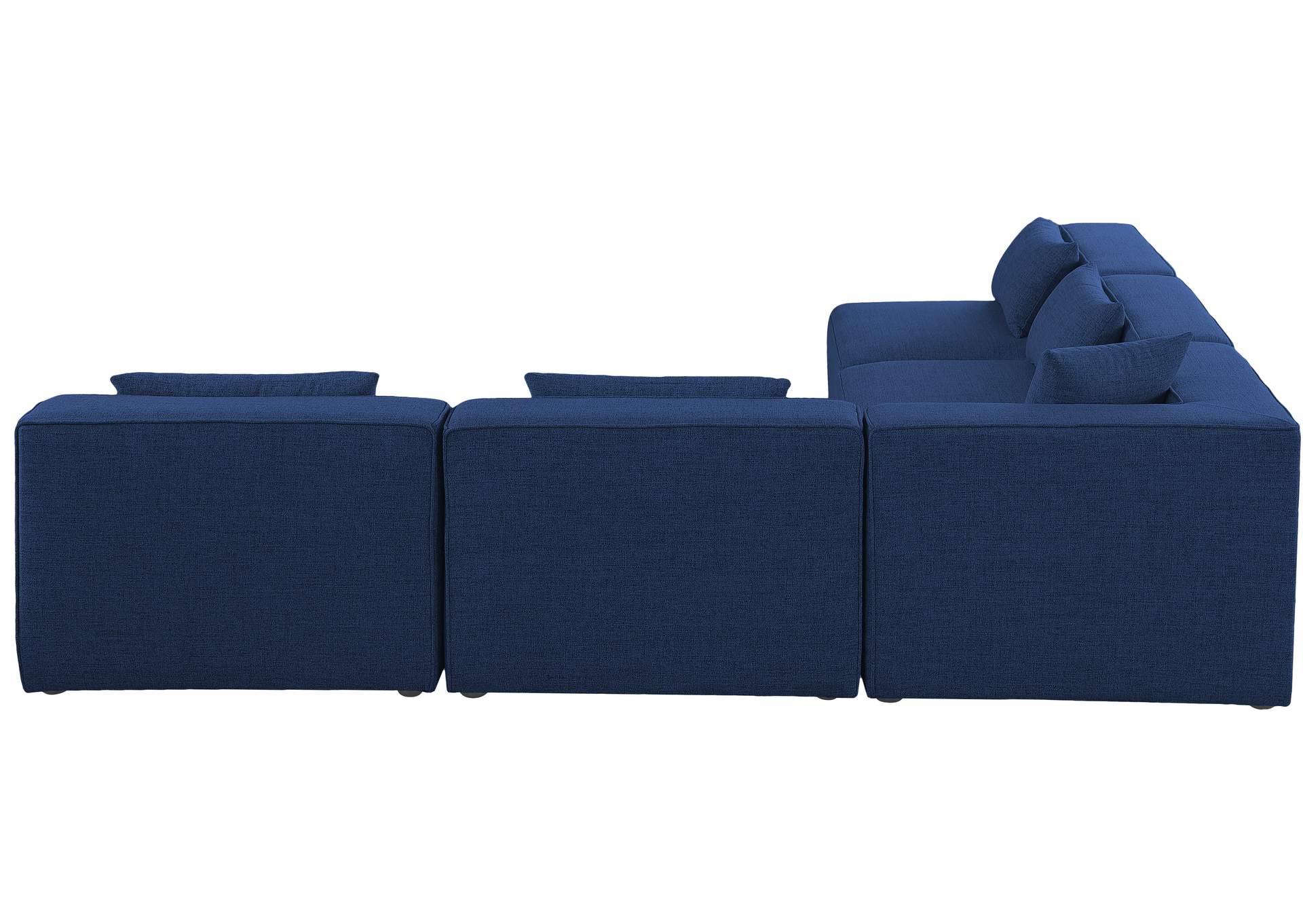 Cube Navy Durable Linen Textured Modular Sectional,Meridian Furniture