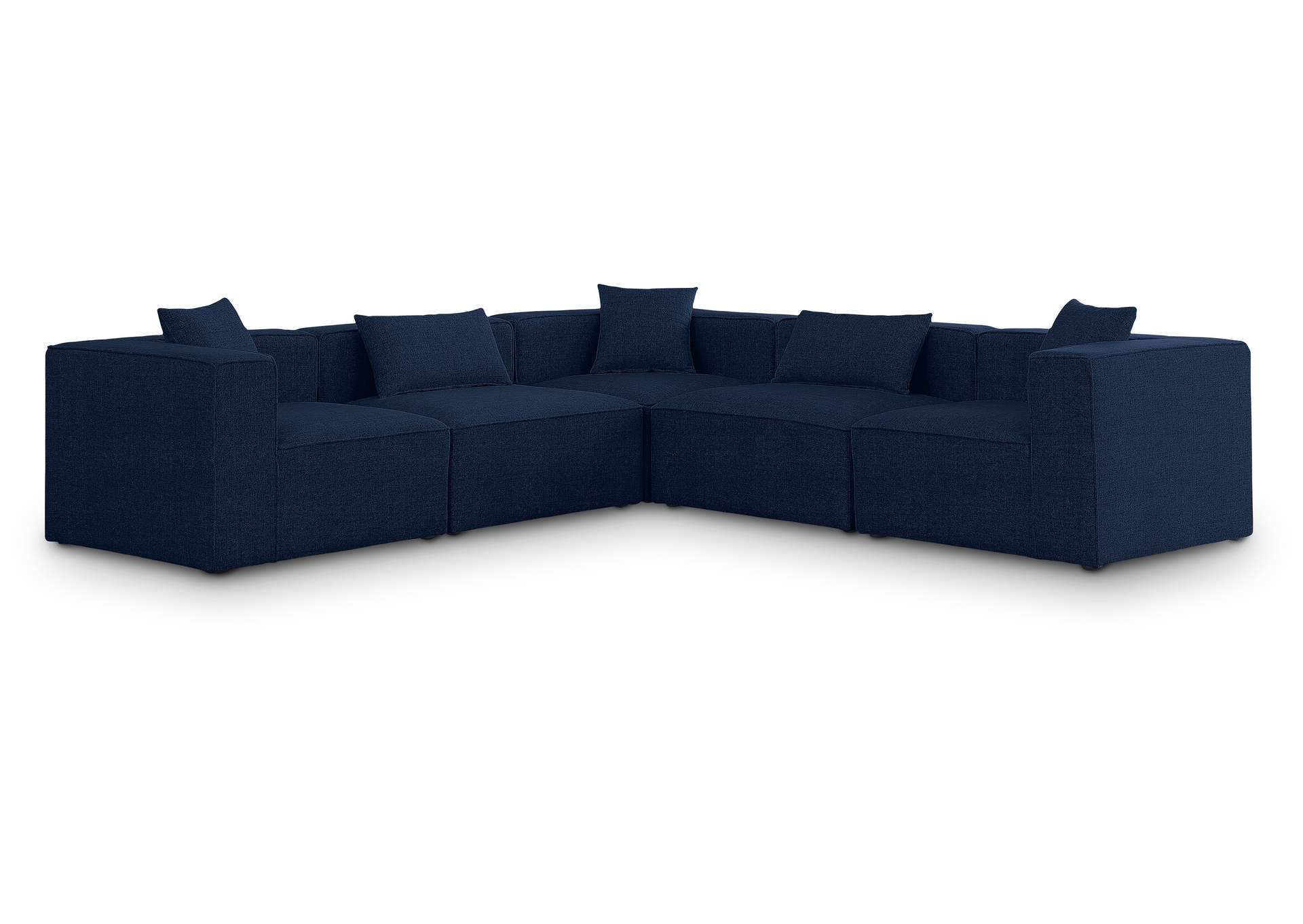 Cube Navy Durable Linen Textured Modular Sectional,Meridian Furniture