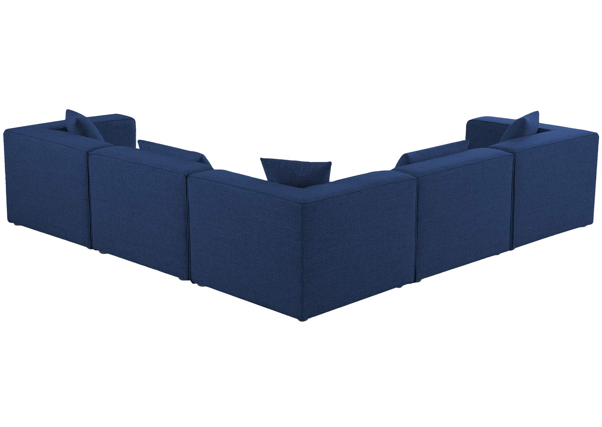 Cube Navy Durable Linen Textured Modular Sectional,Meridian Furniture