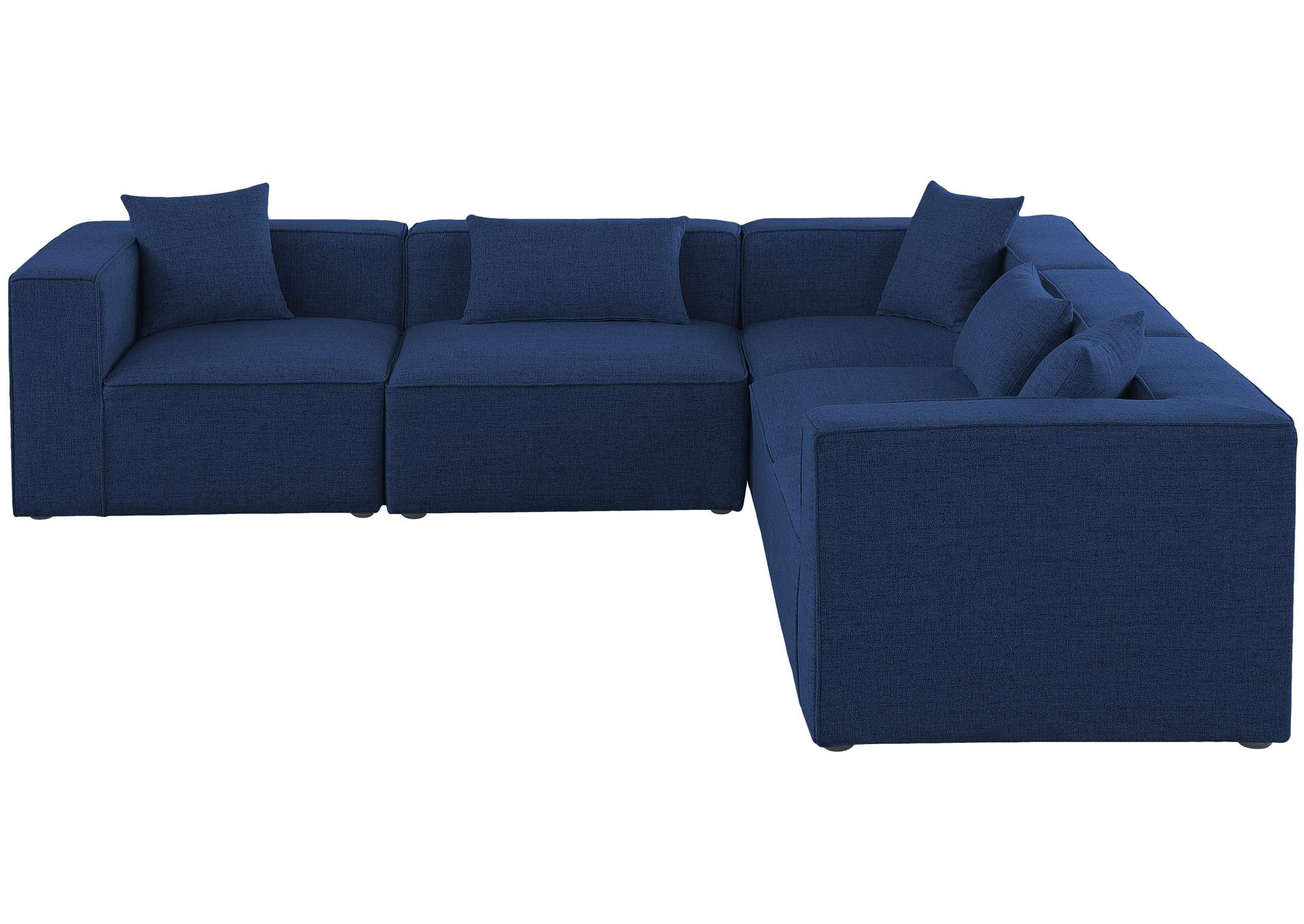 Cube Navy Durable Linen Textured Modular Sectional,Meridian Furniture