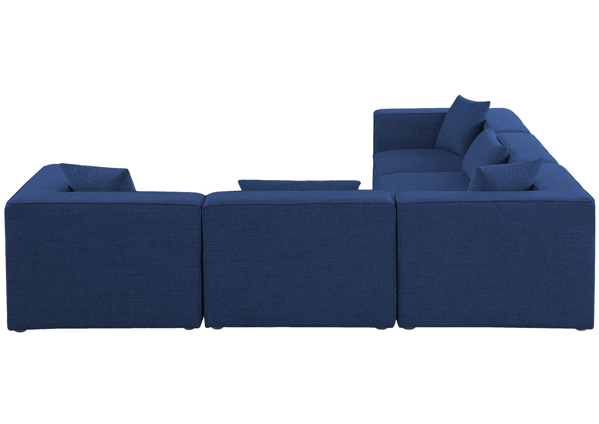 Cube Navy Durable Linen Textured Modular Sectional,Meridian Furniture