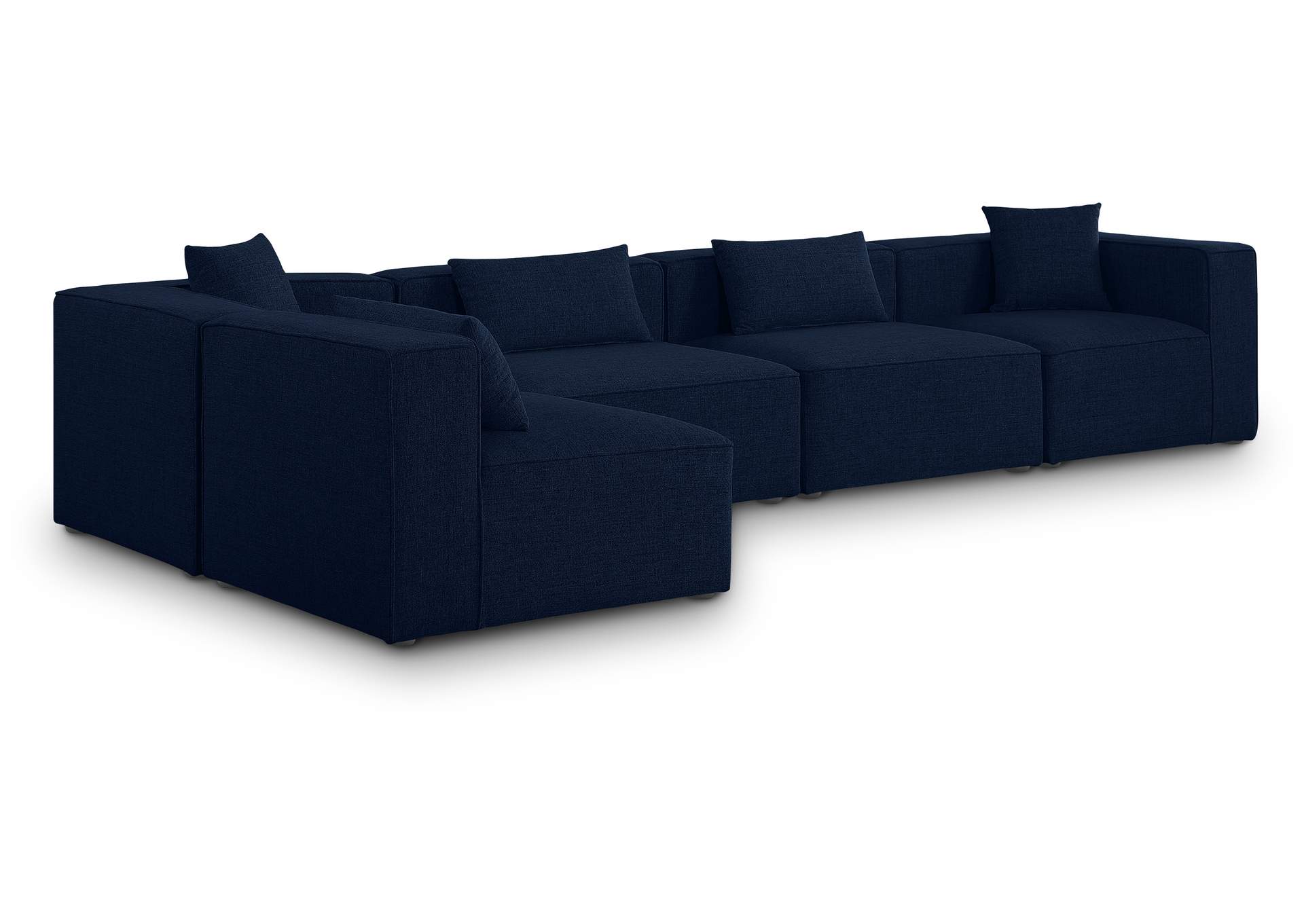 Cube Navy Durable Linen Textured Modular Sectional,Meridian Furniture