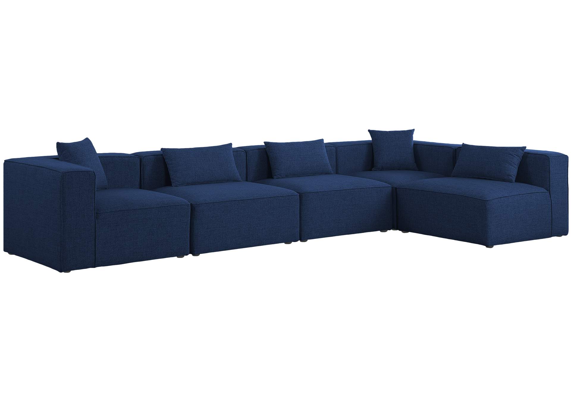 Cube Navy Durable Linen Textured Modular Sectional,Meridian Furniture