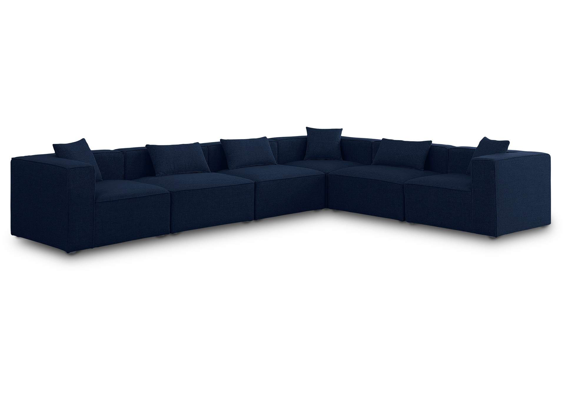 Cube Navy Durable Linen Textured Modular Sectional,Meridian Furniture