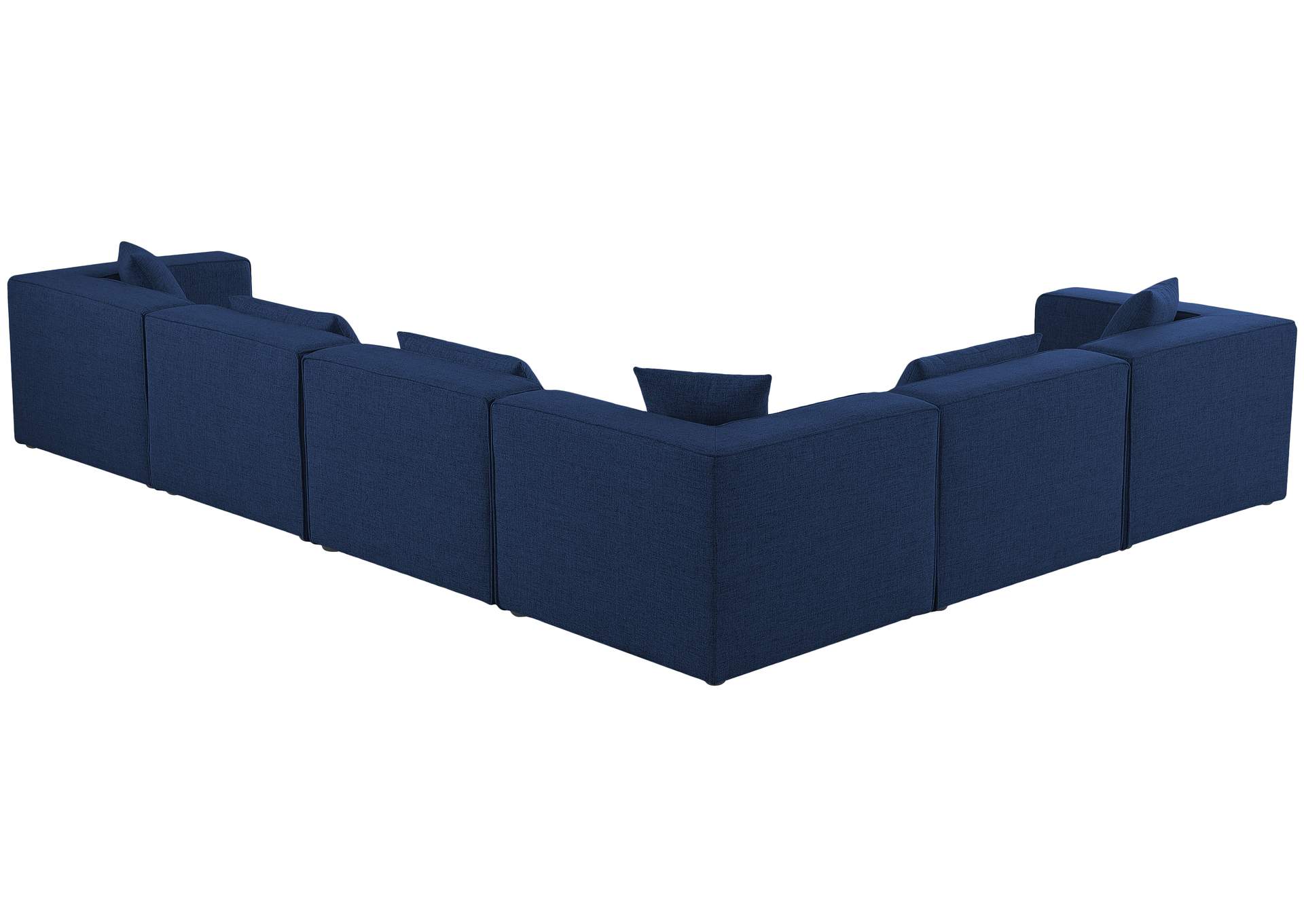 Cube Navy Durable Linen Textured Modular Sectional,Meridian Furniture