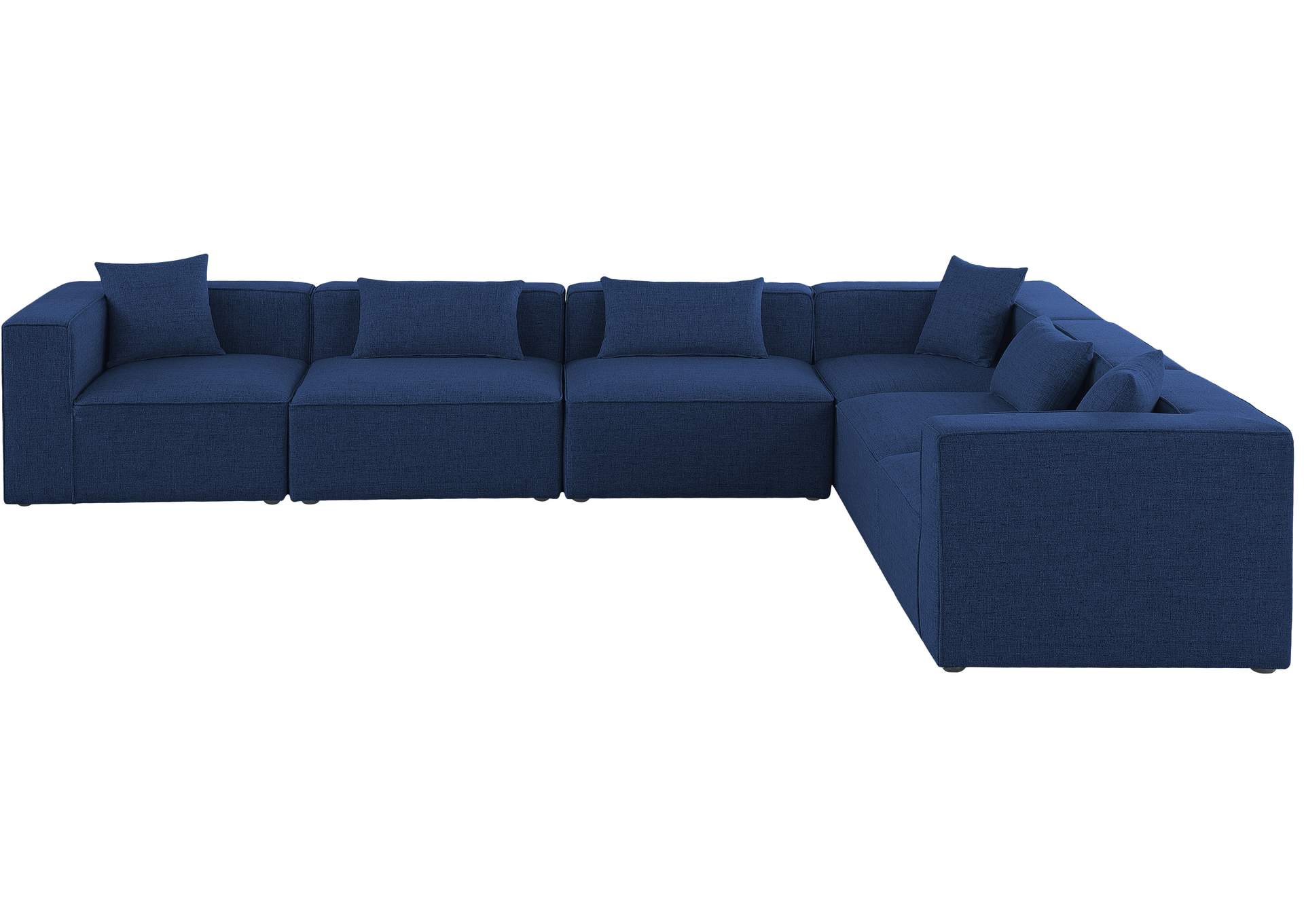 Cube Navy Durable Linen Textured Modular Sectional,Meridian Furniture