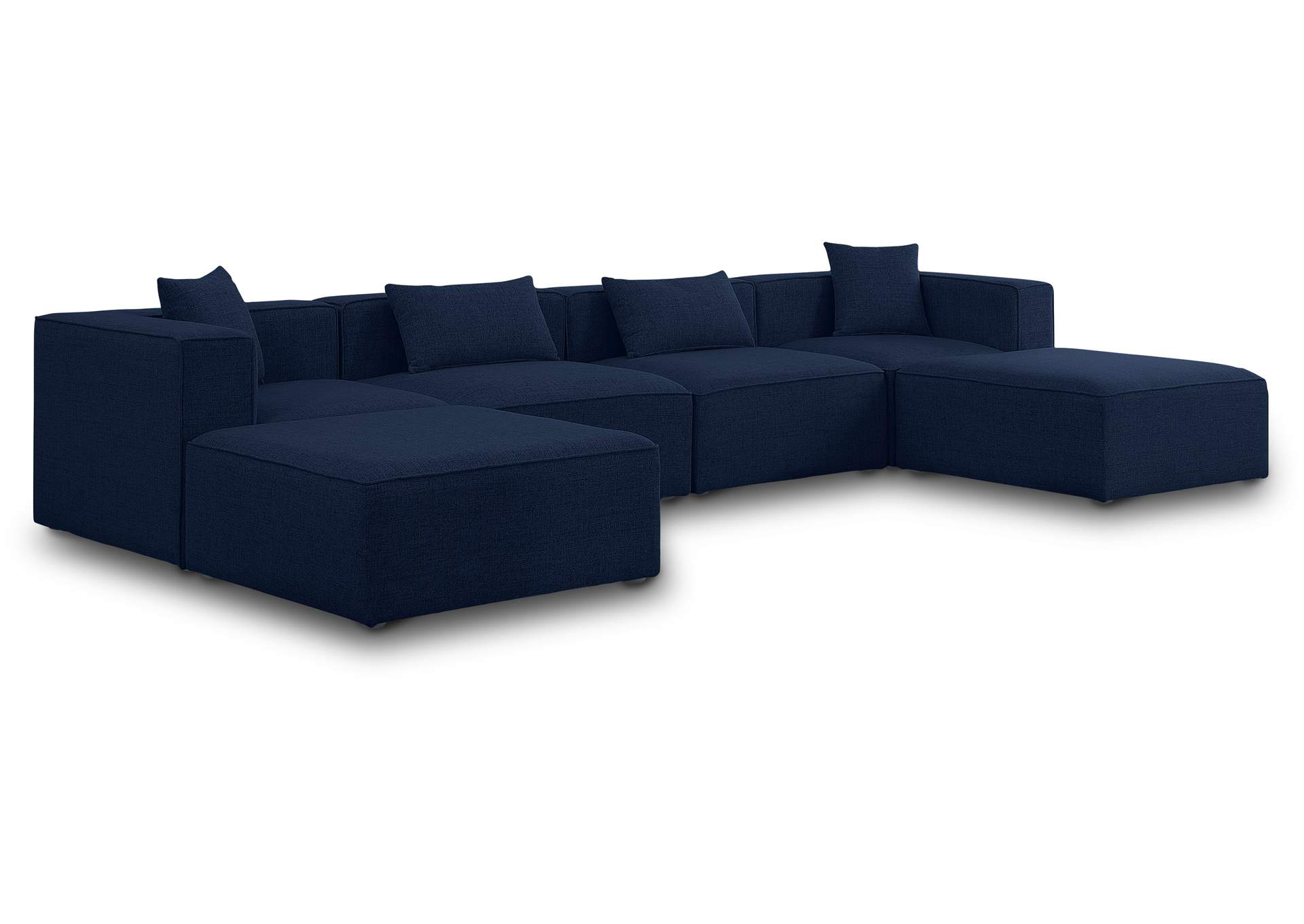 Cube Navy Durable Linen Textured Modular Sectional,Meridian Furniture