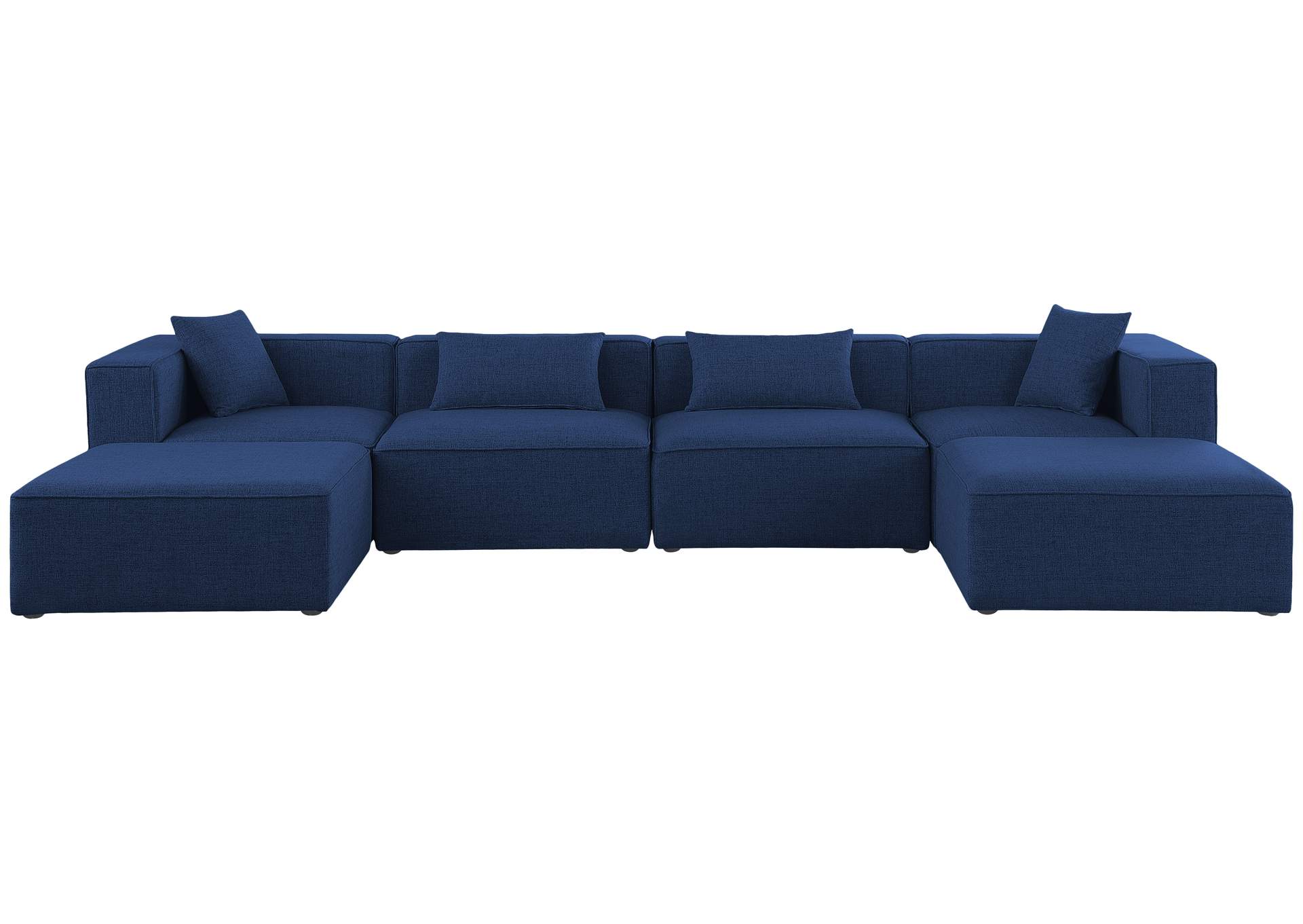 Cube Navy Durable Linen Textured Modular Sectional,Meridian Furniture