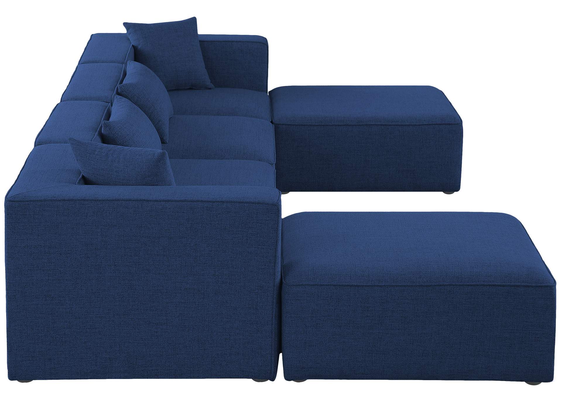 Cube Navy Durable Linen Textured Modular Sectional,Meridian Furniture