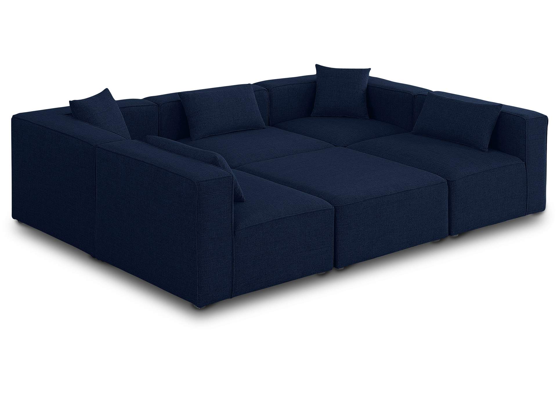 Cube Navy Durable Linen Textured Modular Sectional,Meridian Furniture