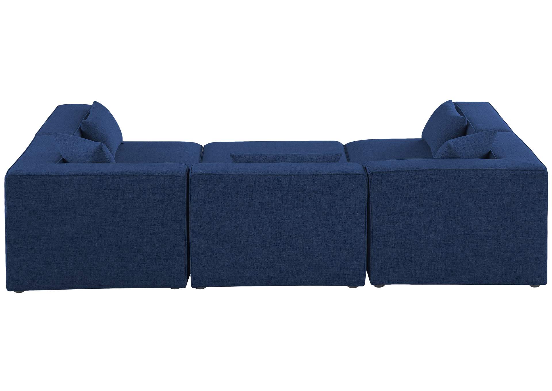 Cube Navy Durable Linen Textured Modular Sectional,Meridian Furniture