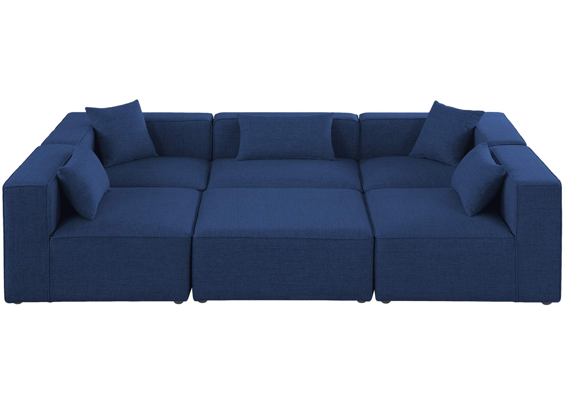 Cube Navy Durable Linen Textured Modular Sectional,Meridian Furniture