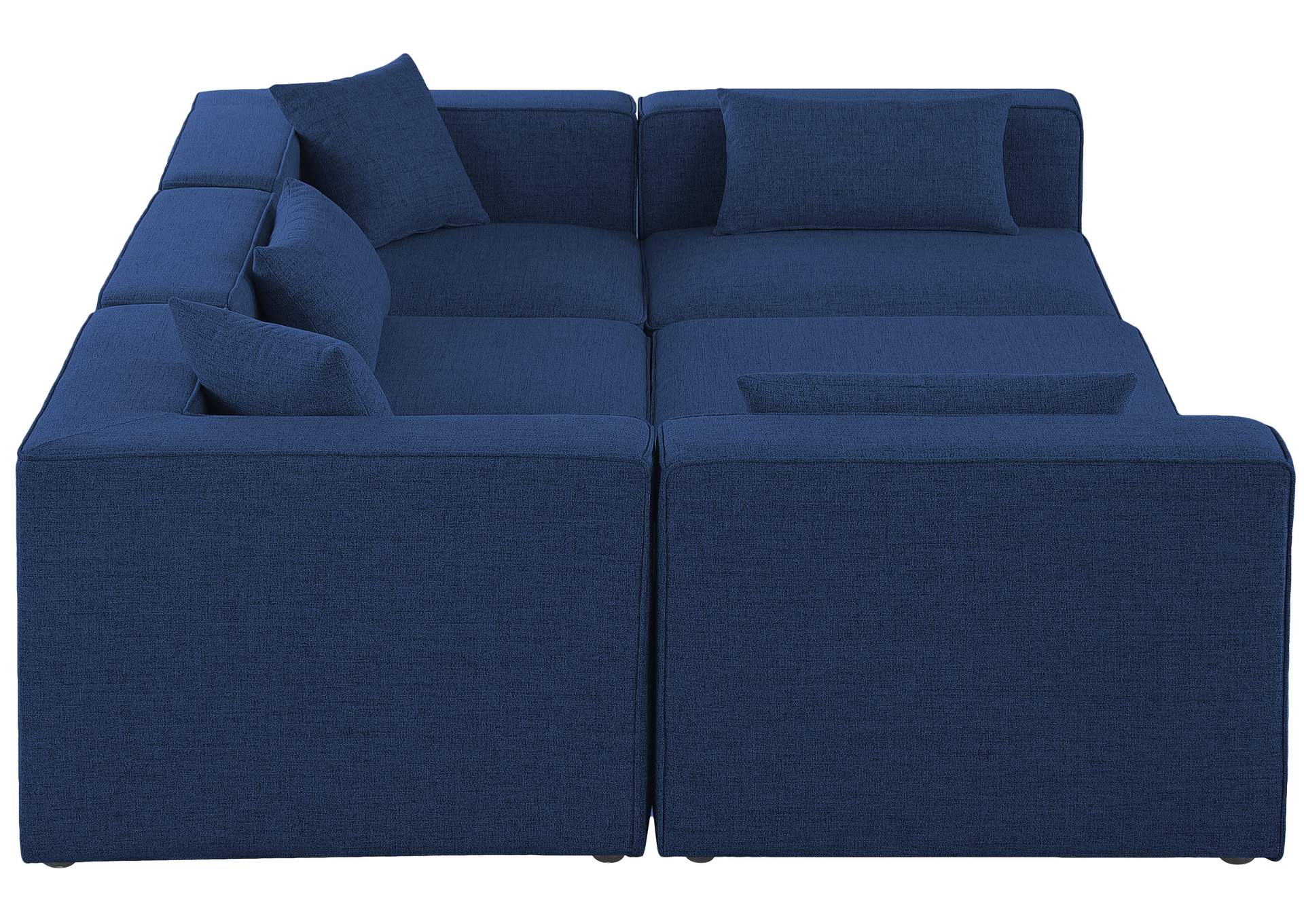 Cube Navy Durable Linen Textured Modular Sectional,Meridian Furniture