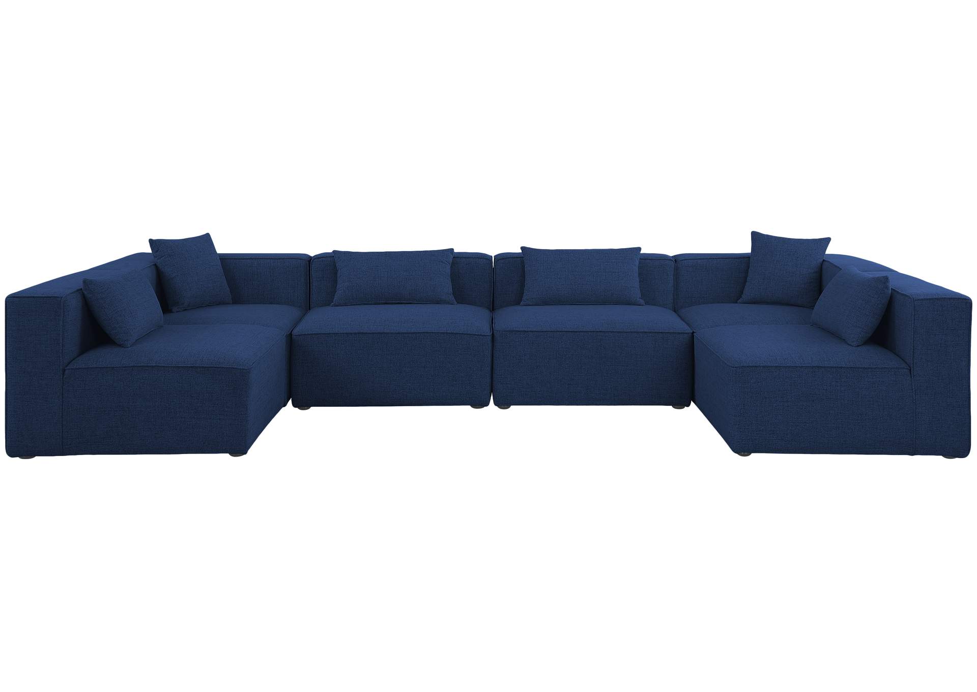 Cube Navy Durable Linen Textured Modular Sectional,Meridian Furniture