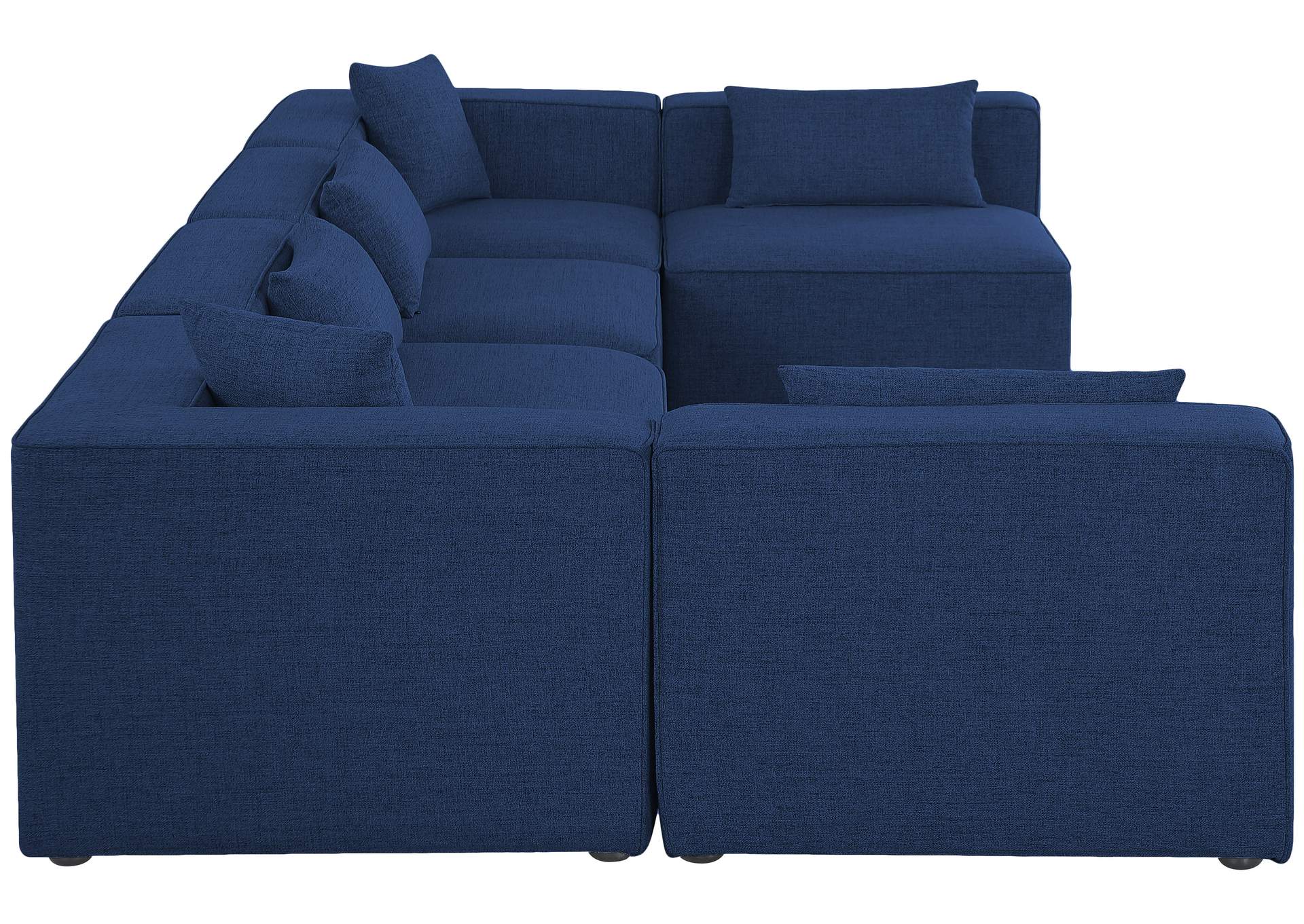 Cube Navy Durable Linen Textured Modular Sectional,Meridian Furniture