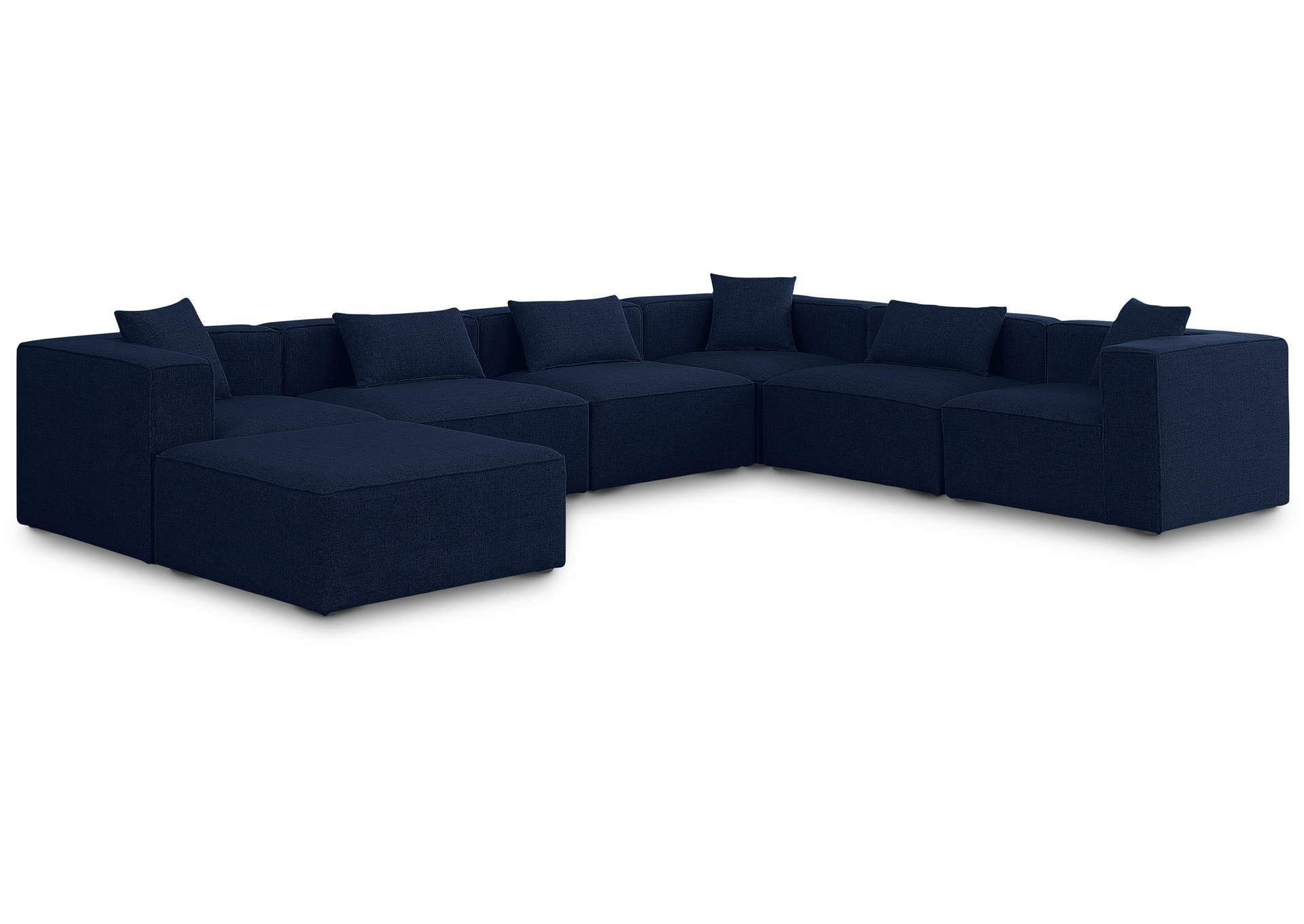 Cube Navy Durable Linen Textured Modular Sectional,Meridian Furniture