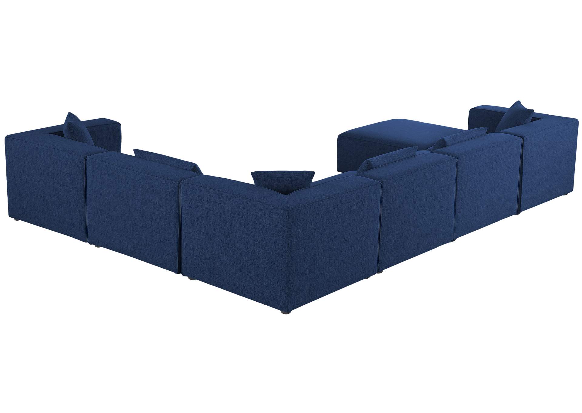 Cube Navy Durable Linen Textured Modular Sectional,Meridian Furniture