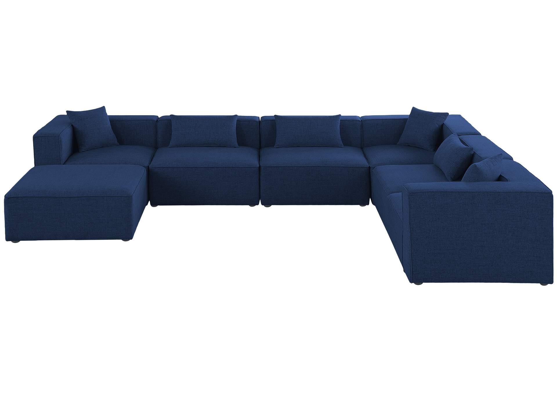 Cube Navy Durable Linen Textured Modular Sectional,Meridian Furniture