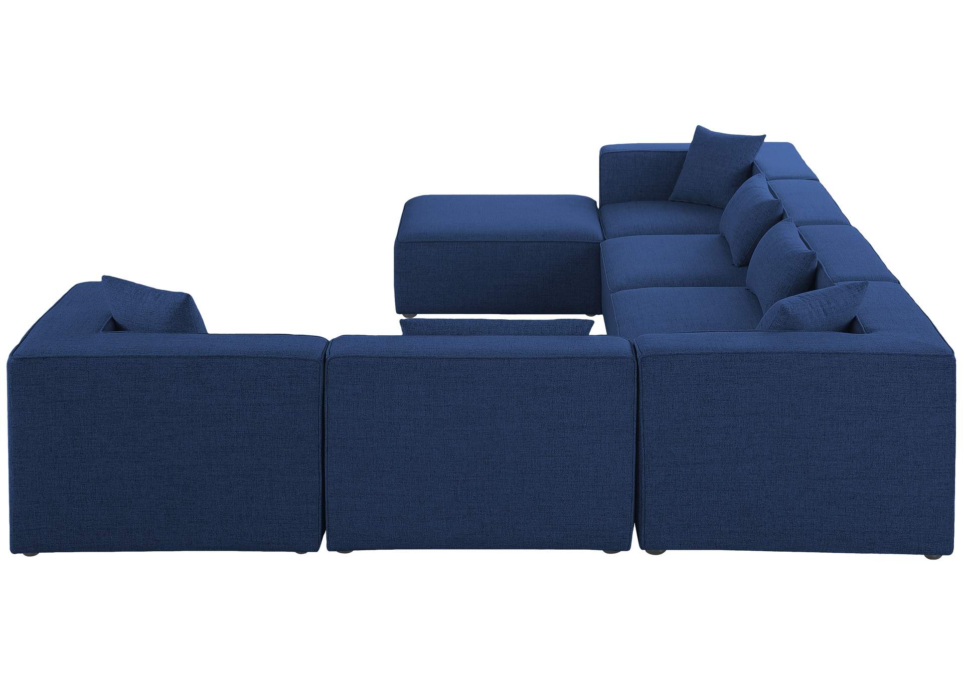 Cube Navy Durable Linen Textured Modular Sectional,Meridian Furniture