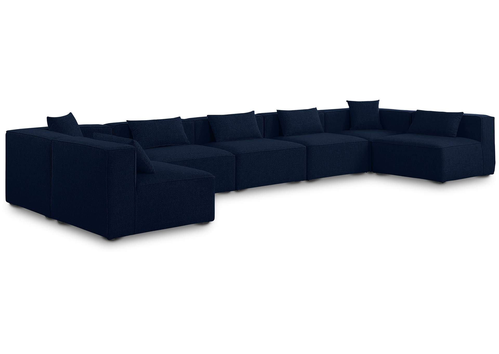 Cube Navy Durable Linen Textured Modular Sectional,Meridian Furniture