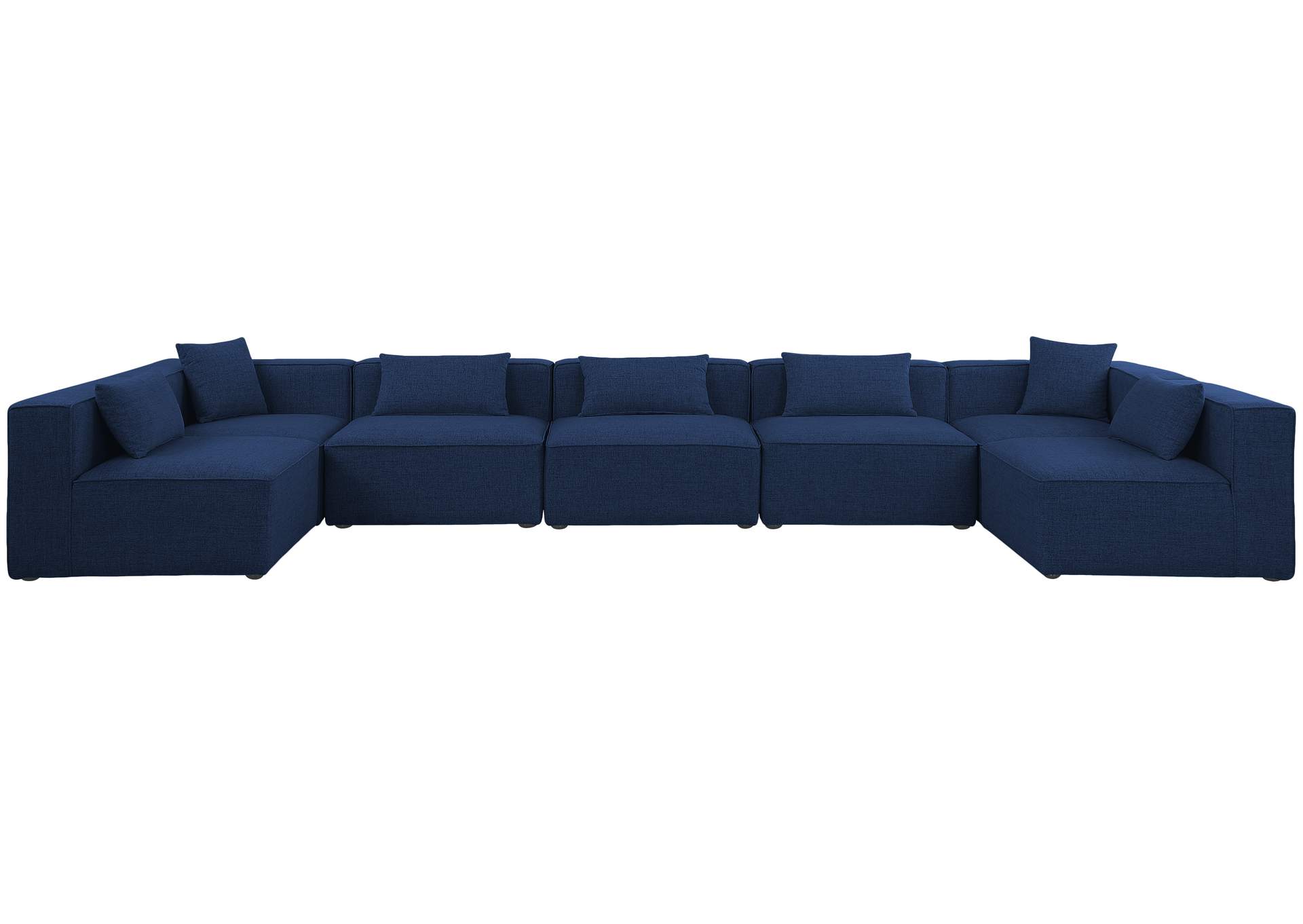 Cube Navy Durable Linen Textured Modular Sectional,Meridian Furniture