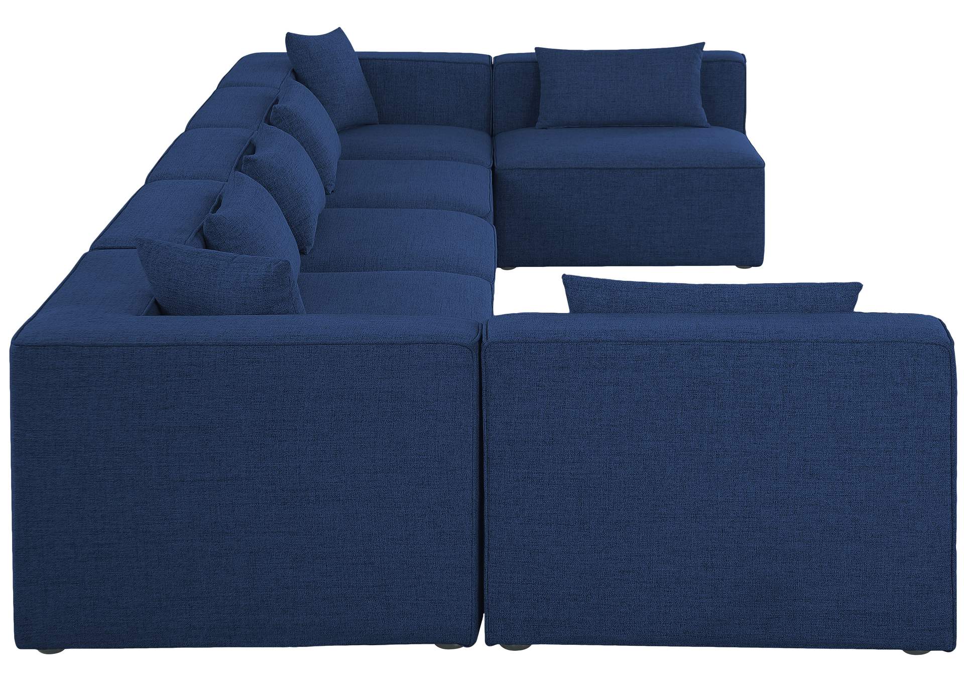 Cube Navy Durable Linen Textured Modular Sectional,Meridian Furniture