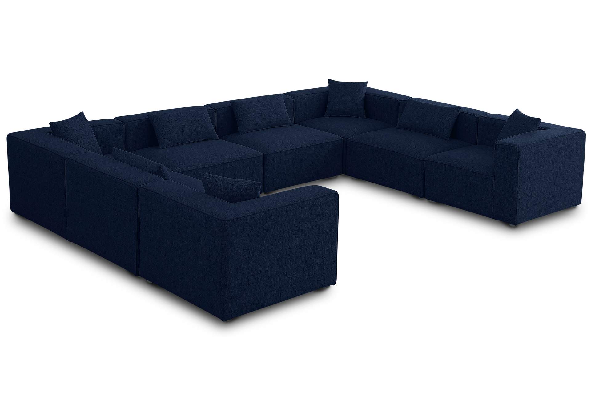 Cube Navy Durable Linen Textured Modular Sectional,Meridian Furniture