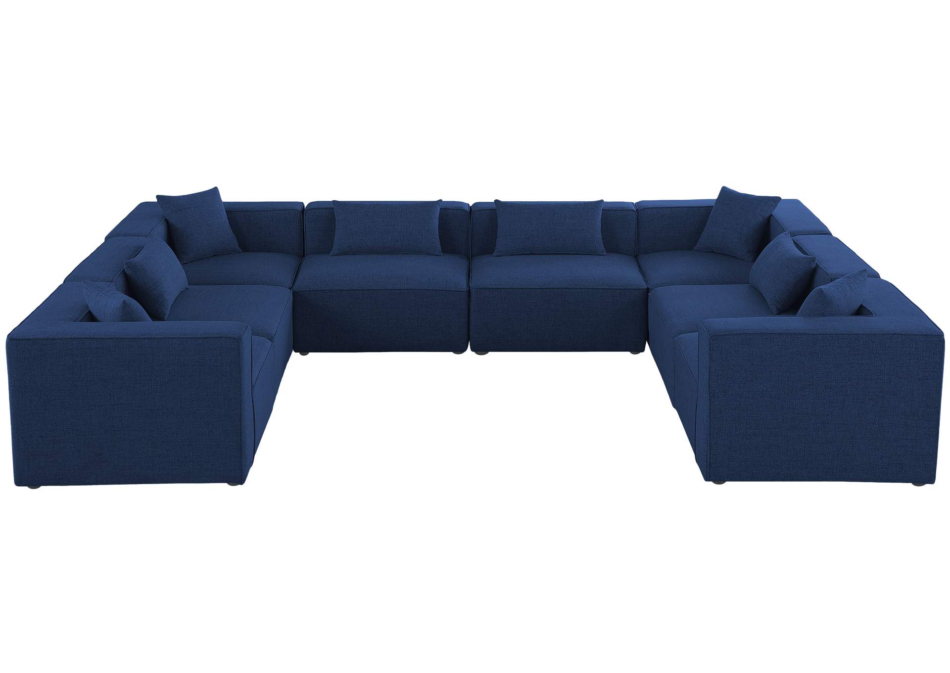 Cube Navy Durable Linen Textured Modular Sectional,Meridian Furniture