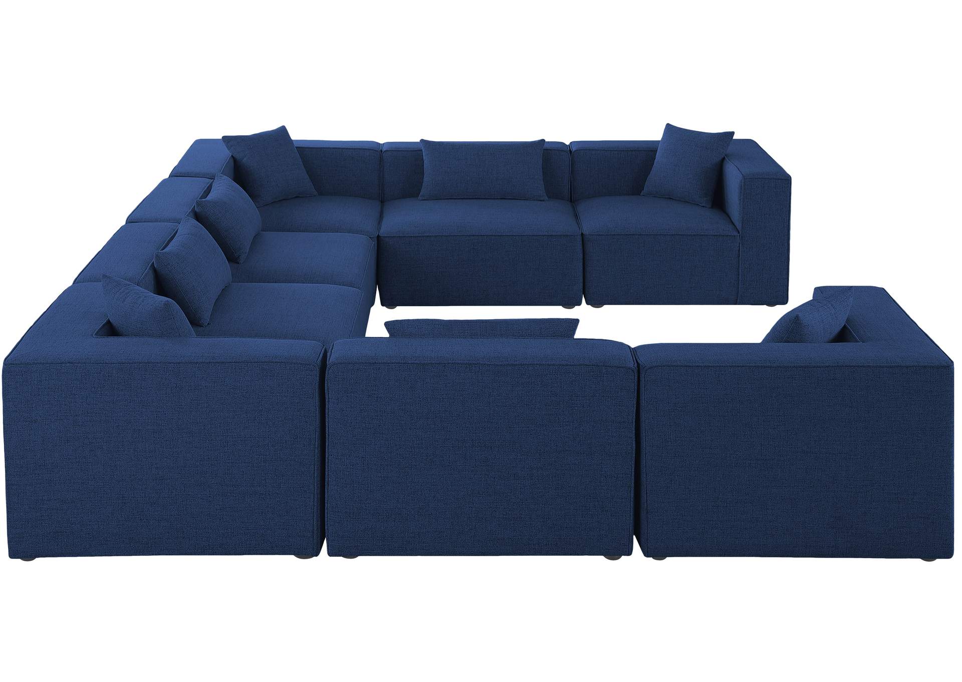 Cube Navy Durable Linen Textured Modular Sectional,Meridian Furniture