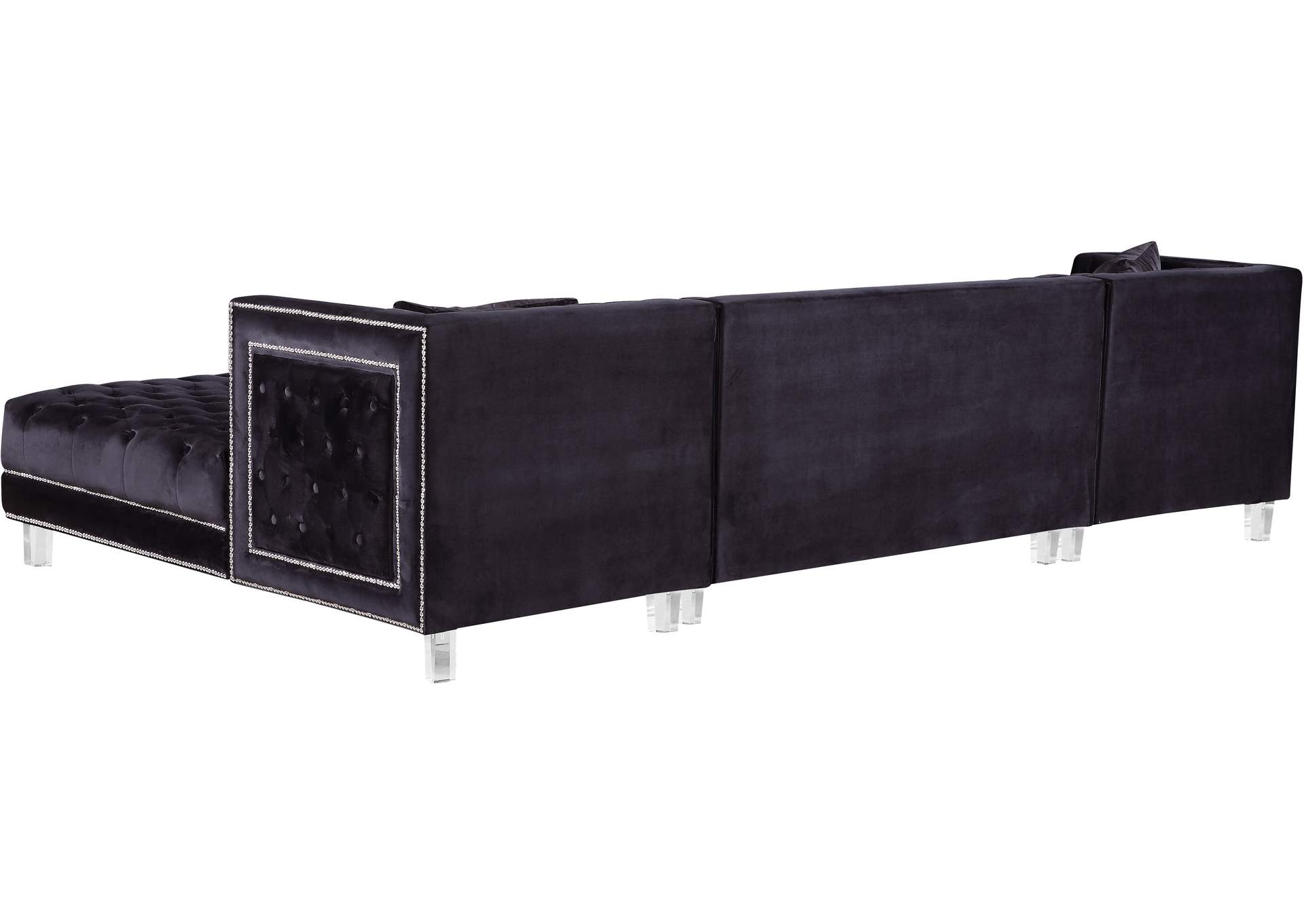 Moda Black Velvet 3 Piece Sectional,Meridian Furniture