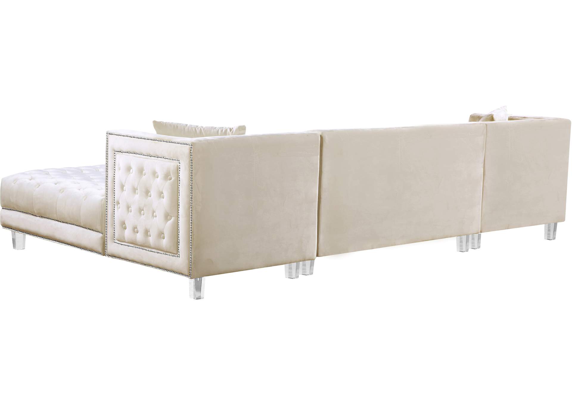 Moda Cream Velvet 3 Piece Sectional,Meridian Furniture