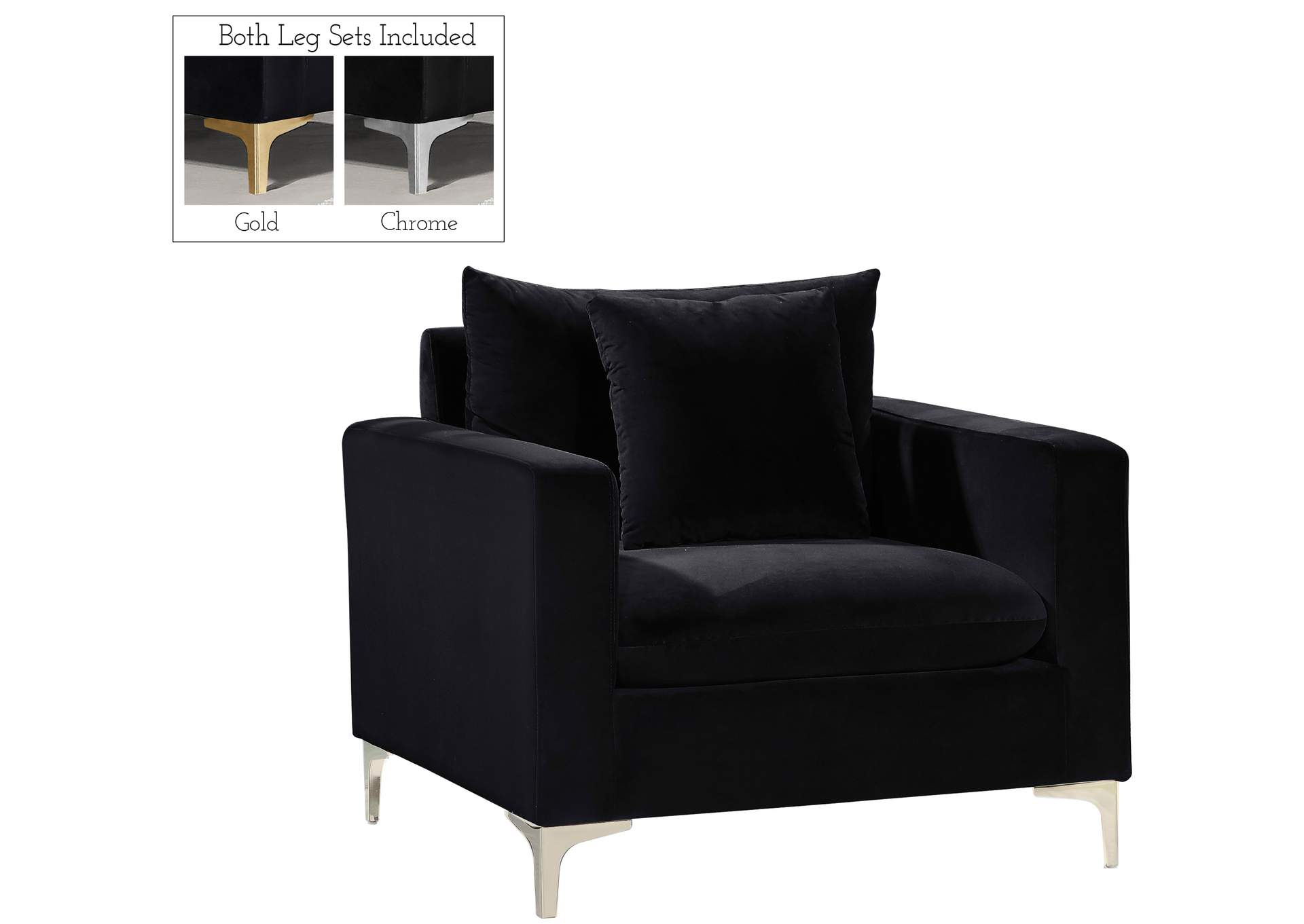 Naomi Black Velvet Chair,Meridian Furniture