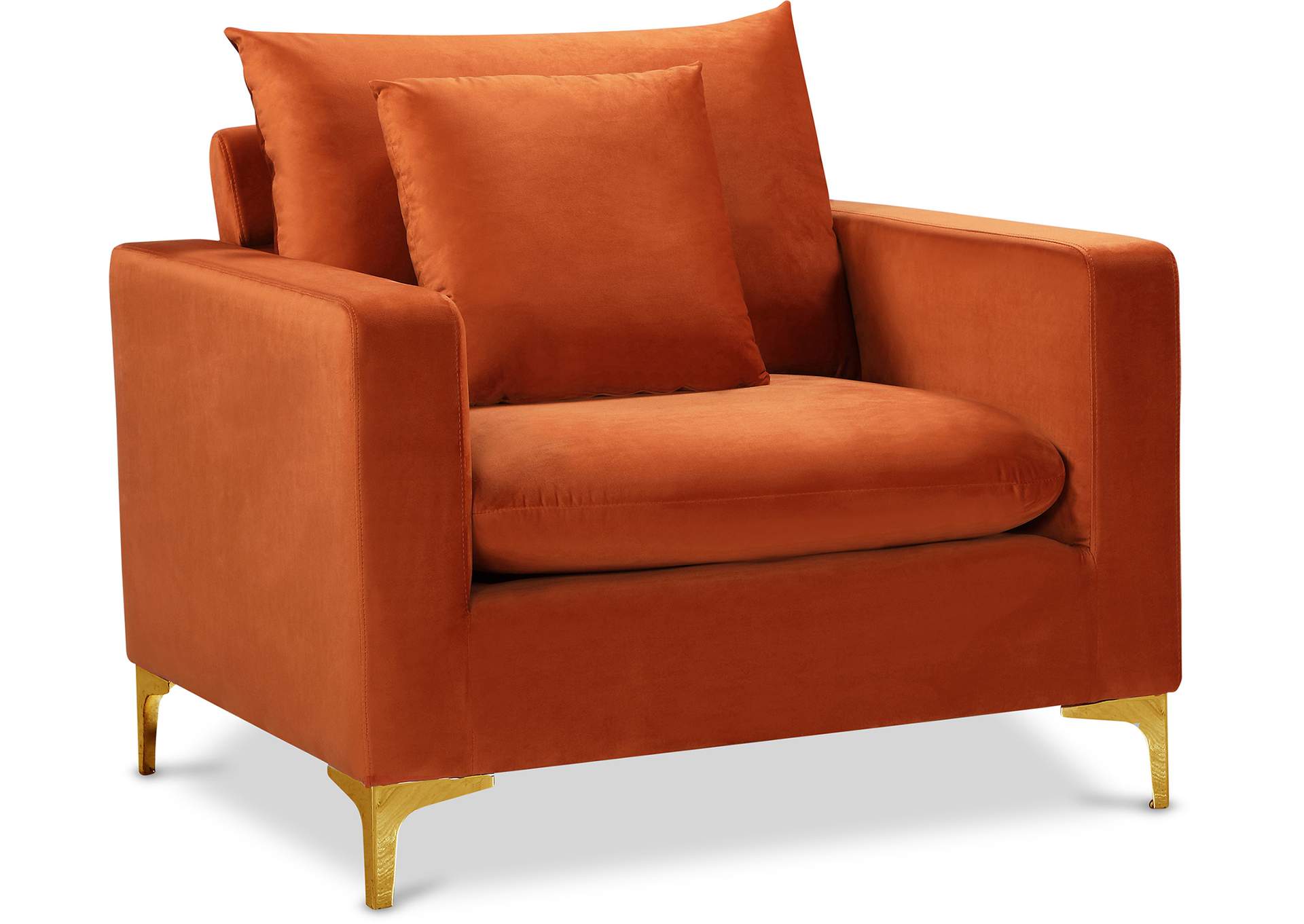 Naomi Cognac Velvet Chair,Meridian Furniture