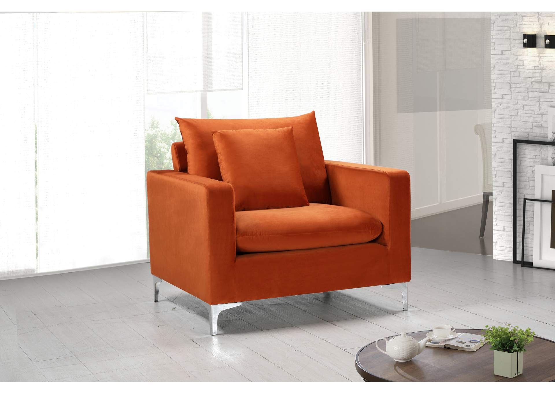 Naomi Cognac Velvet Chair,Meridian Furniture