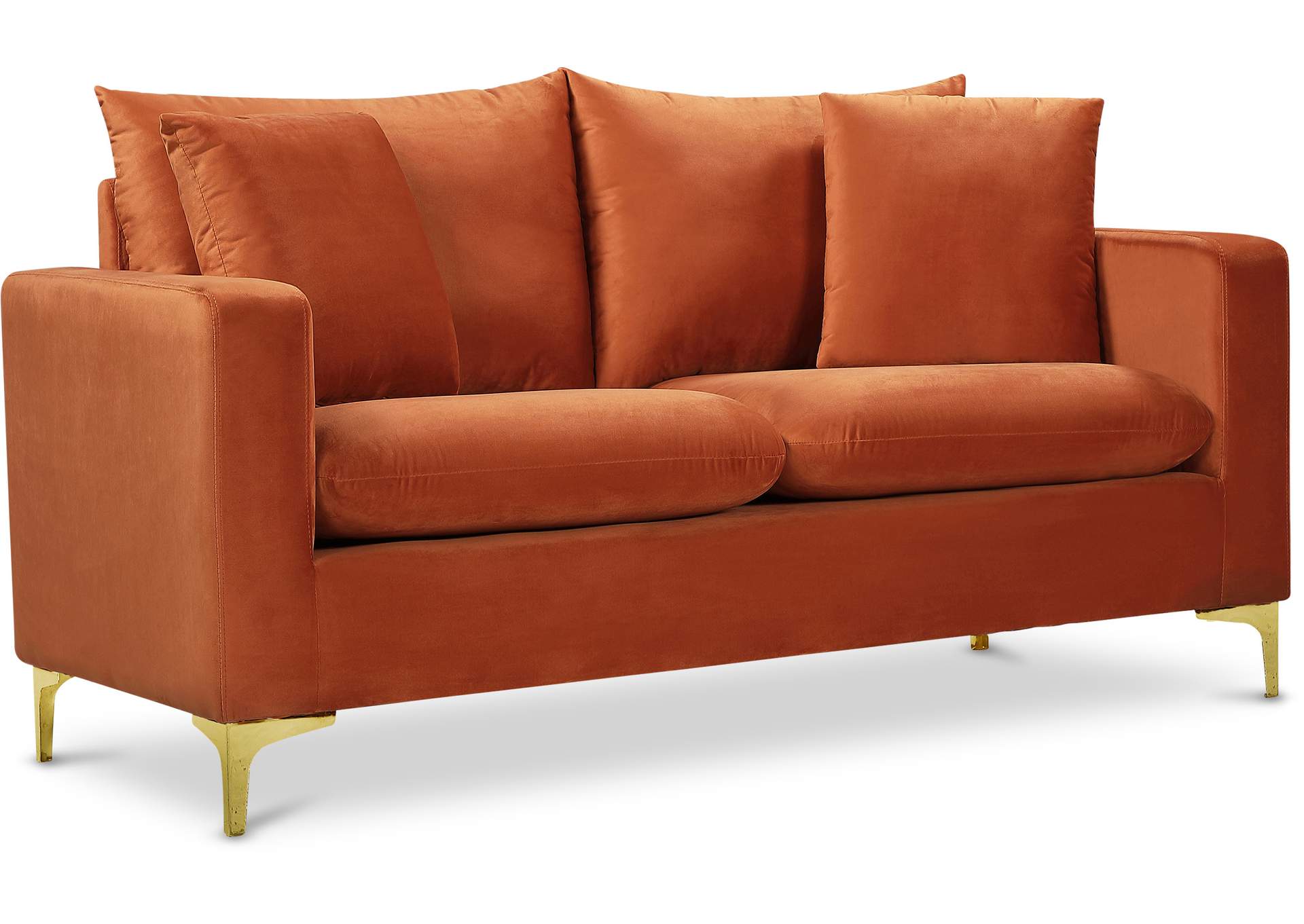 Naomi Cognac Velvet Loveseat,Meridian Furniture