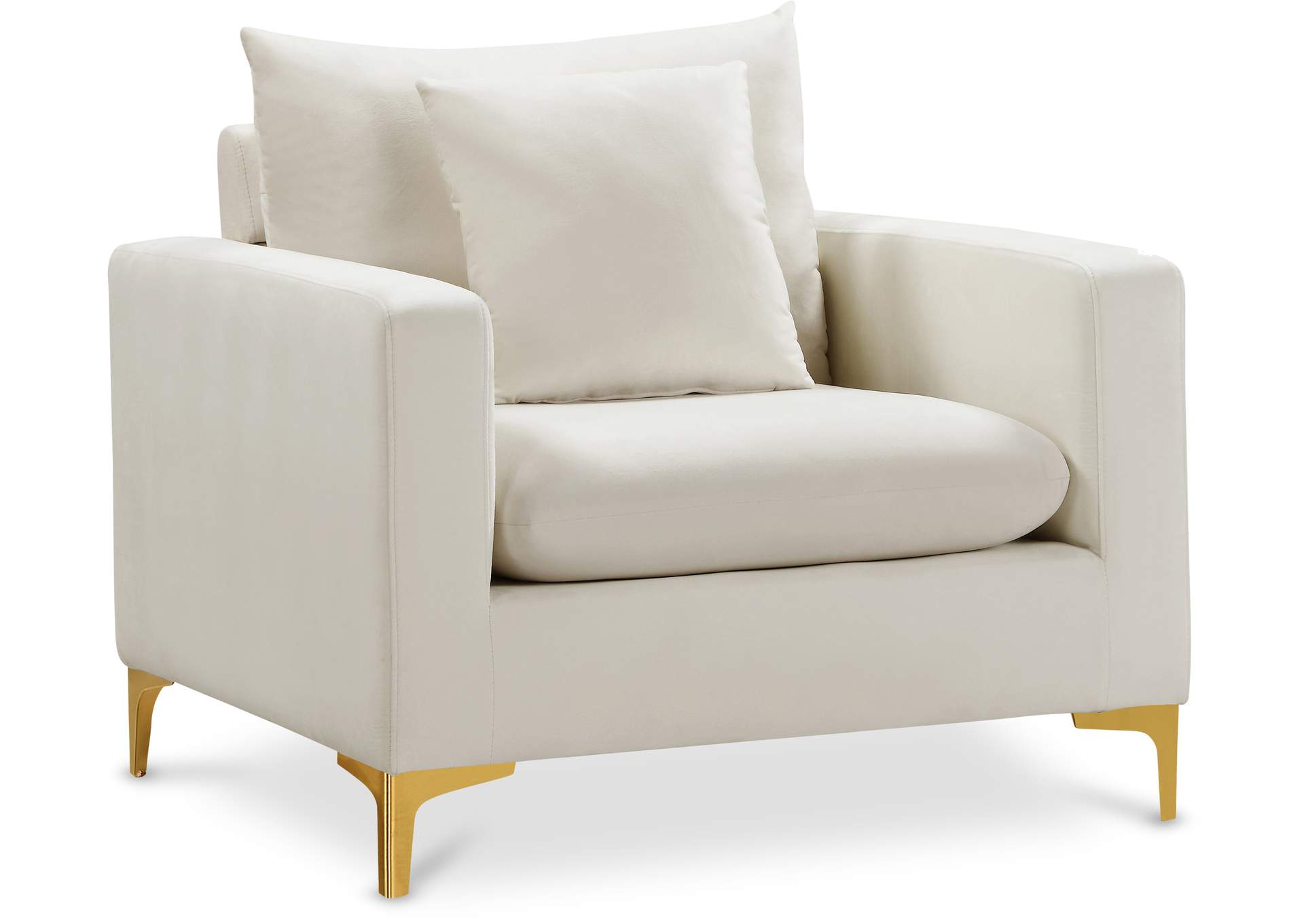 Naomi Cream Velvet Chair,Meridian Furniture