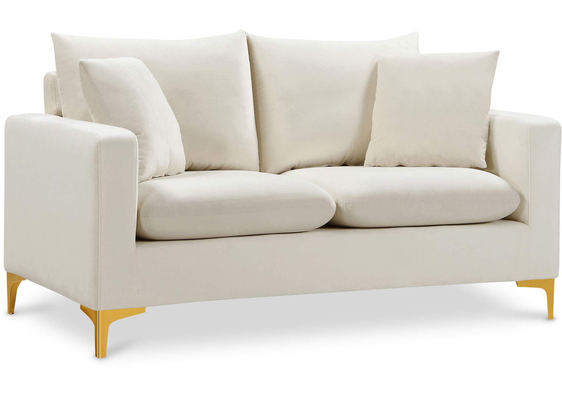 Naomi Cream Velvet Loveseat,Meridian Furniture