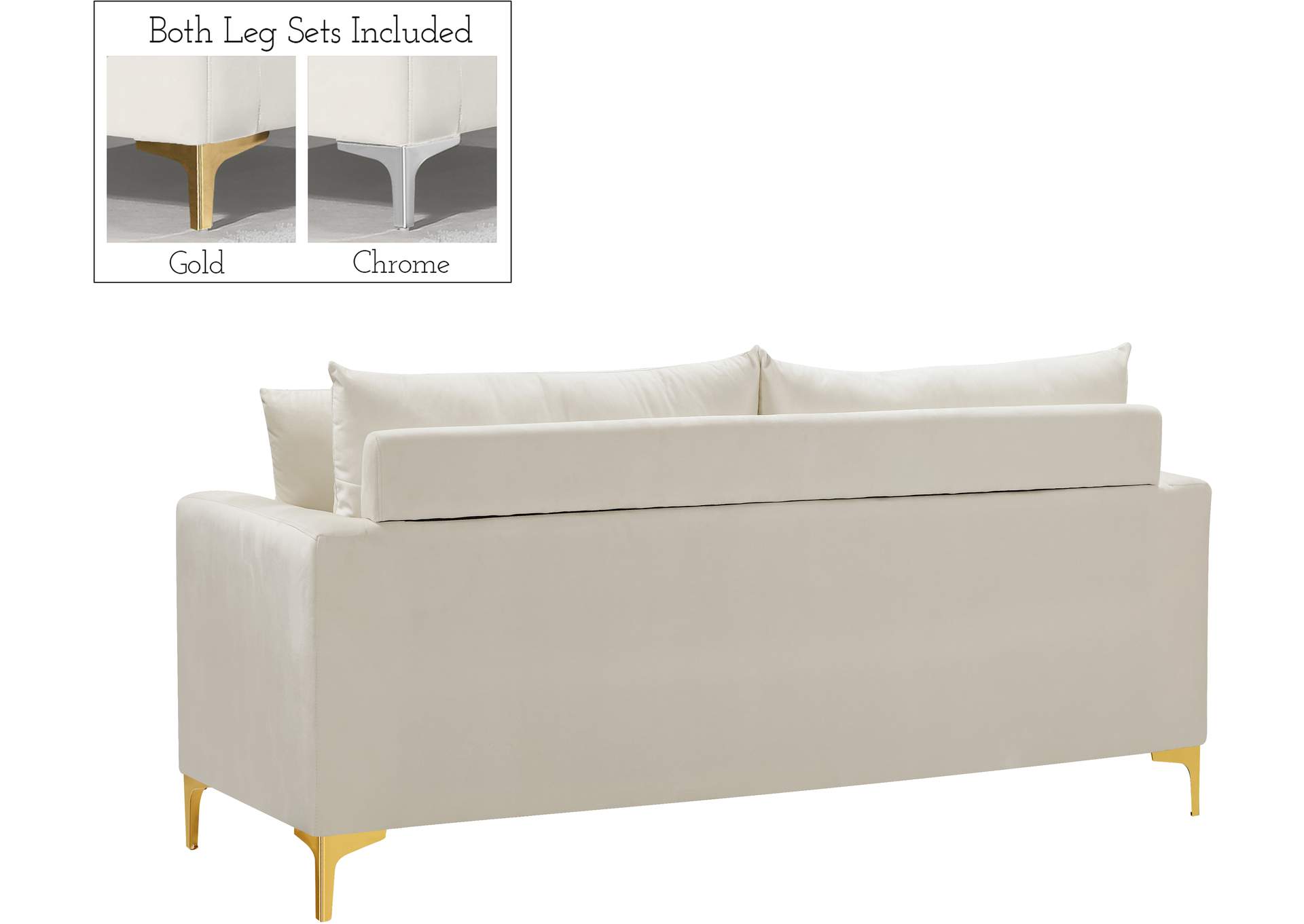 Naomi Cream Velvet Loveseat,Meridian Furniture