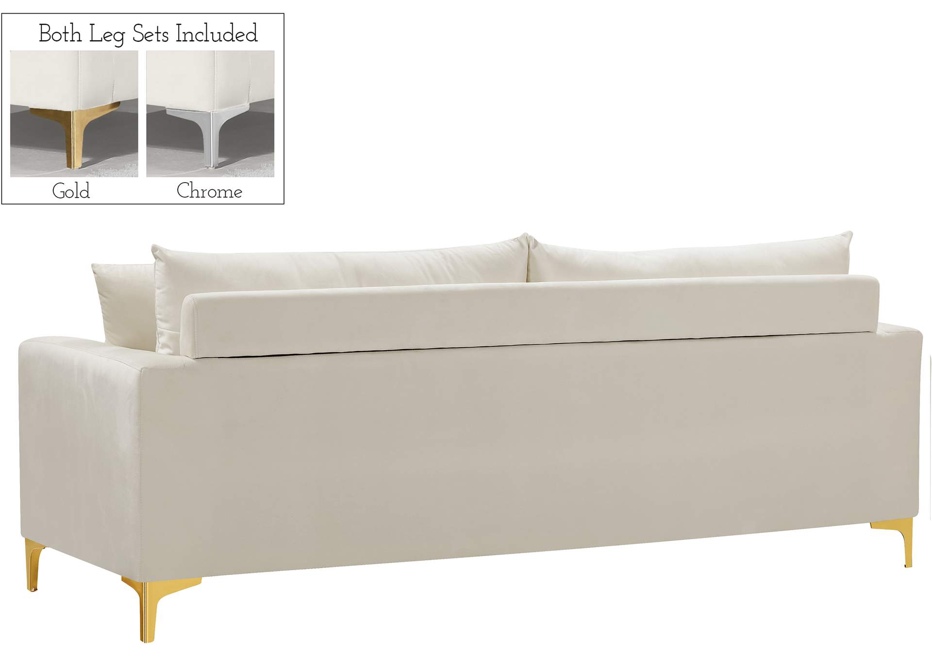 Naomi Cream Velvet Sofa,Meridian Furniture