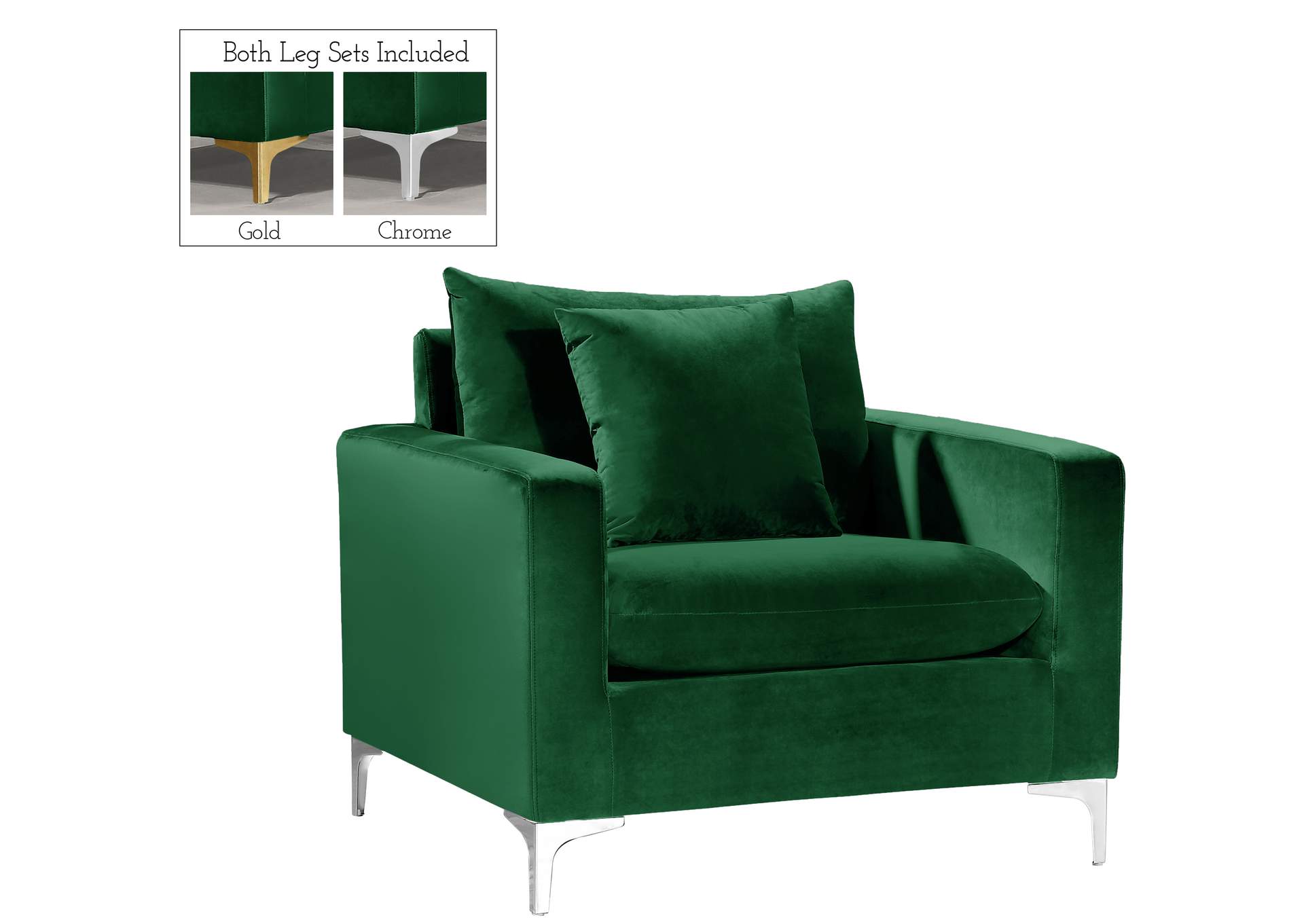 Naomi Green Velvet Chair,Meridian Furniture