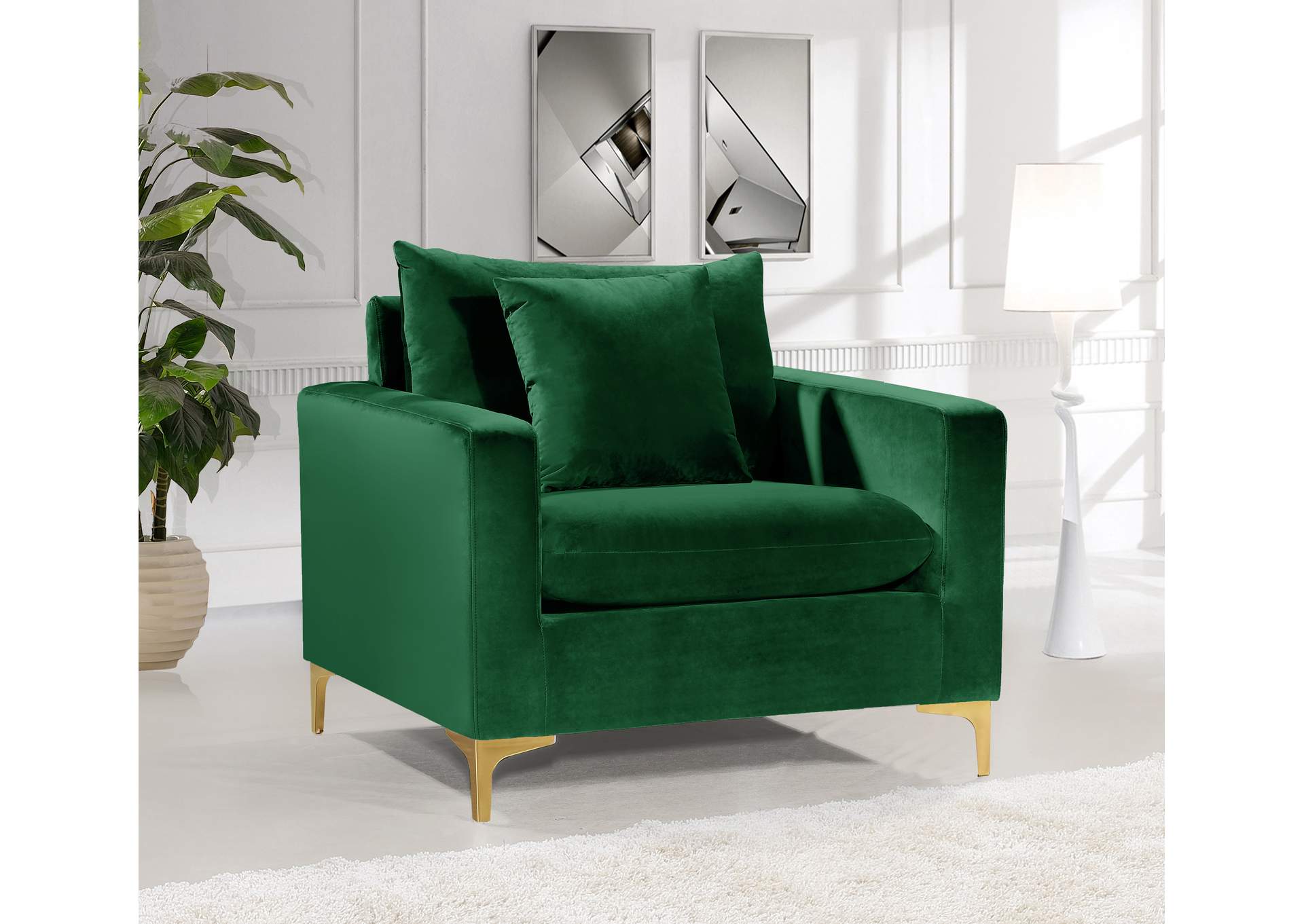 Naomi Green Velvet Chair,Meridian Furniture