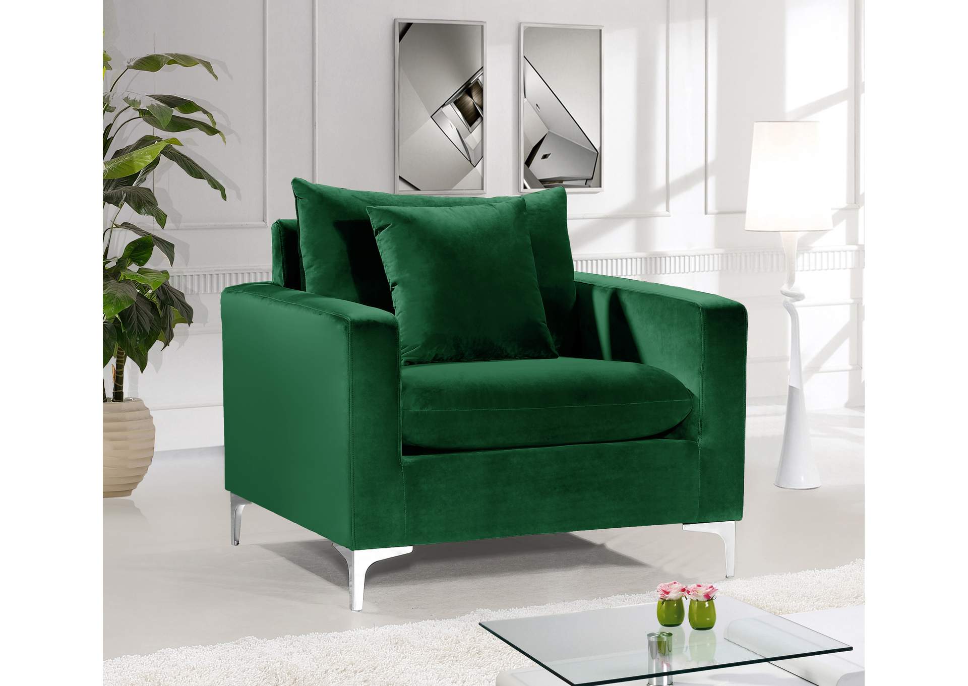 Naomi Green Velvet Chair,Meridian Furniture