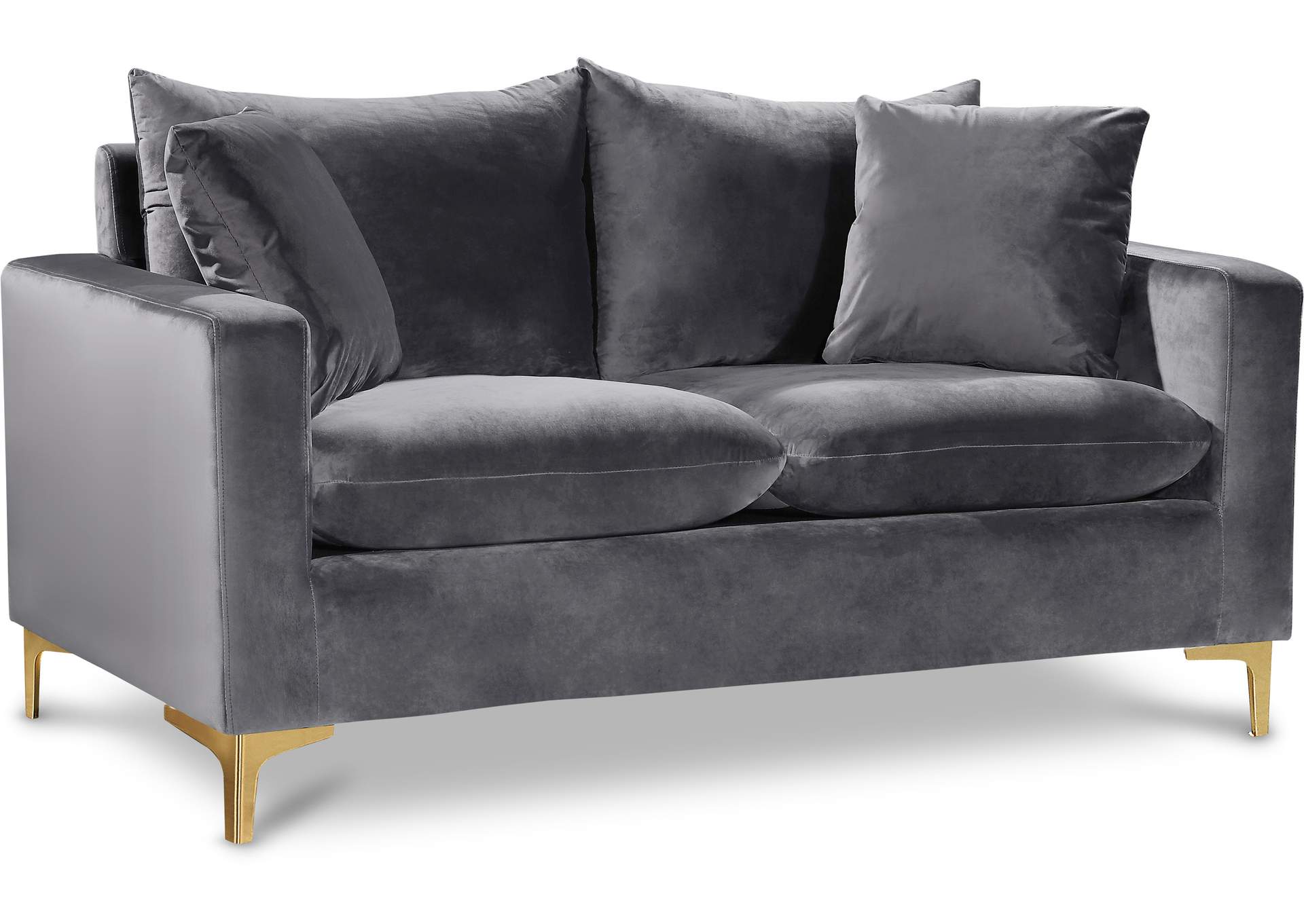 Naomi Grey Velvet Loveseat,Meridian Furniture