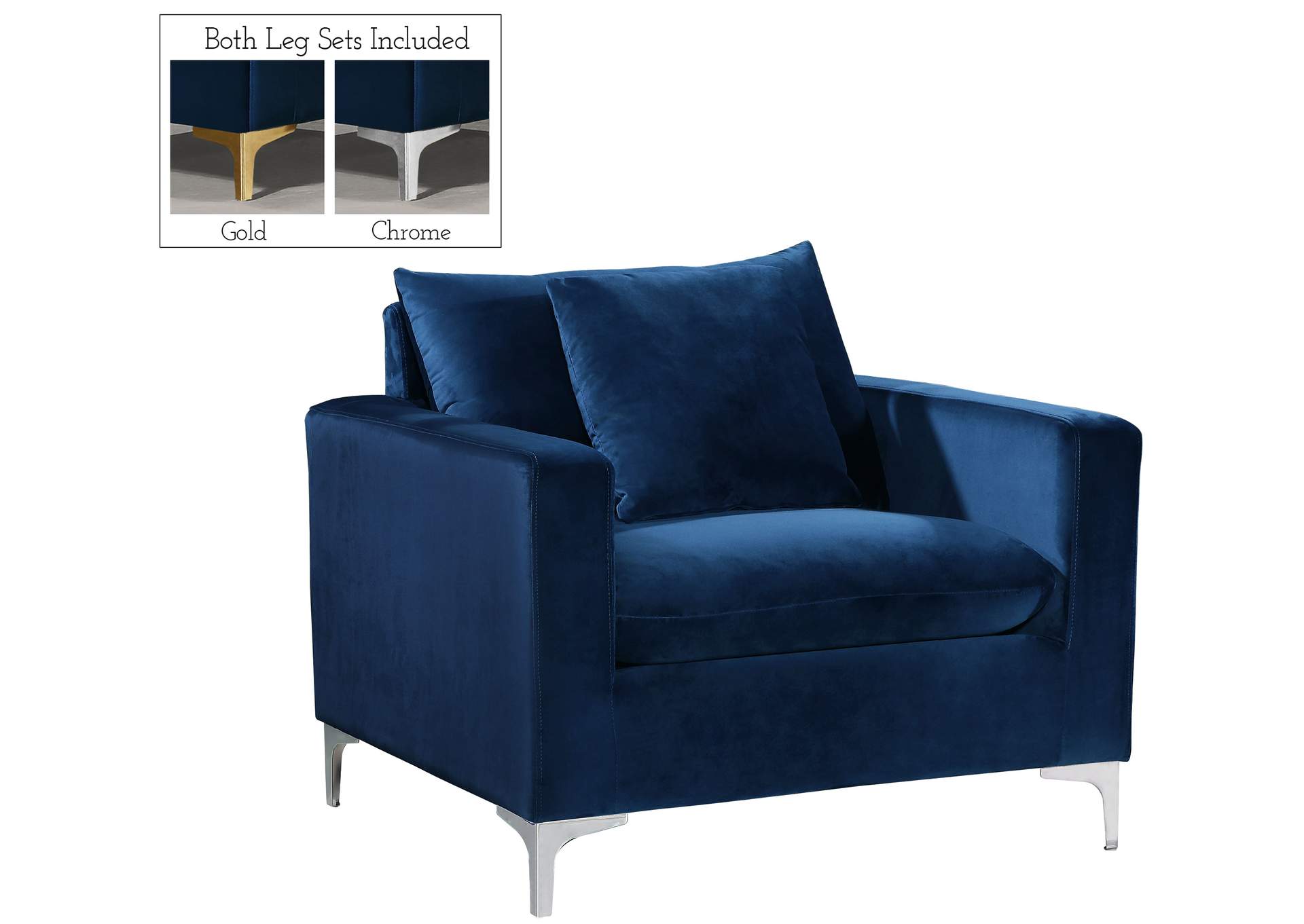 Naomi Navy Velvet Chair,Meridian Furniture